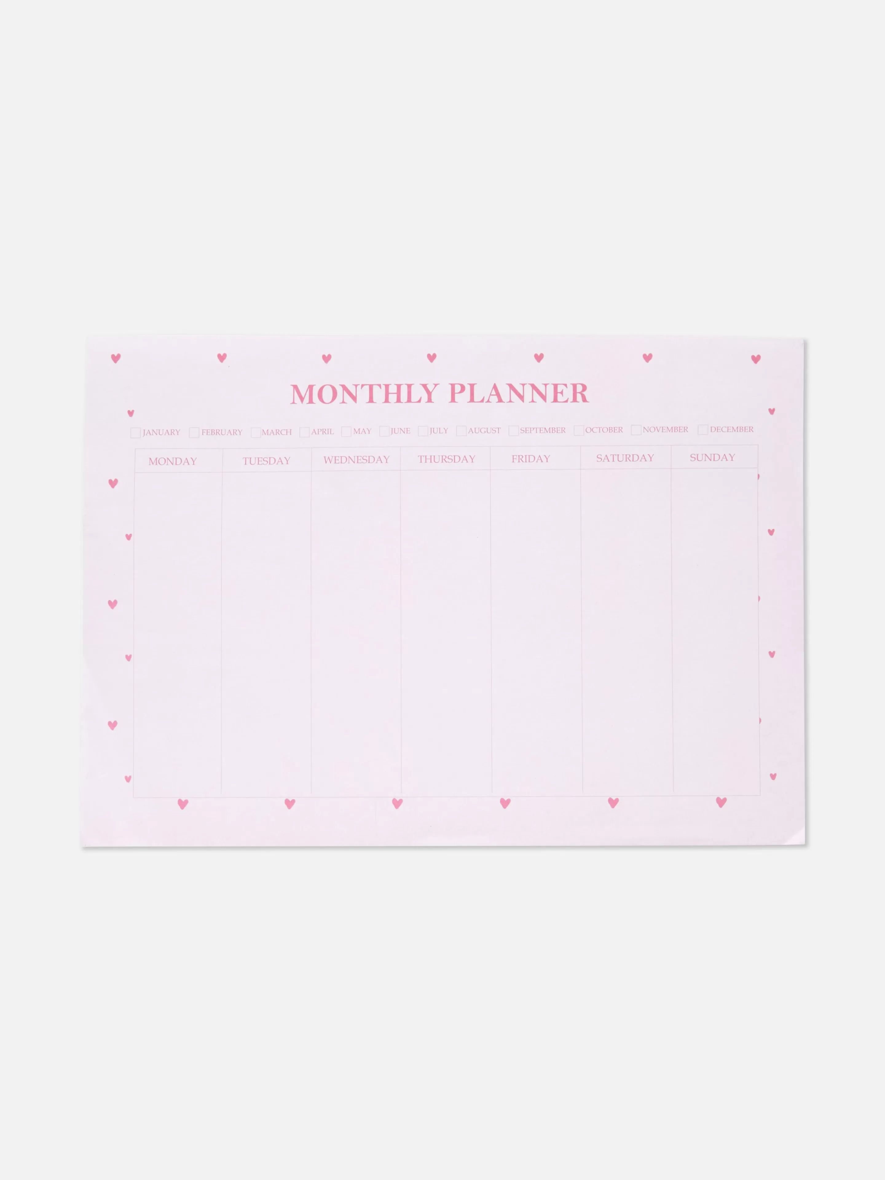 Agenda Mensuel A4 à Motifs Cœur-Primark Best