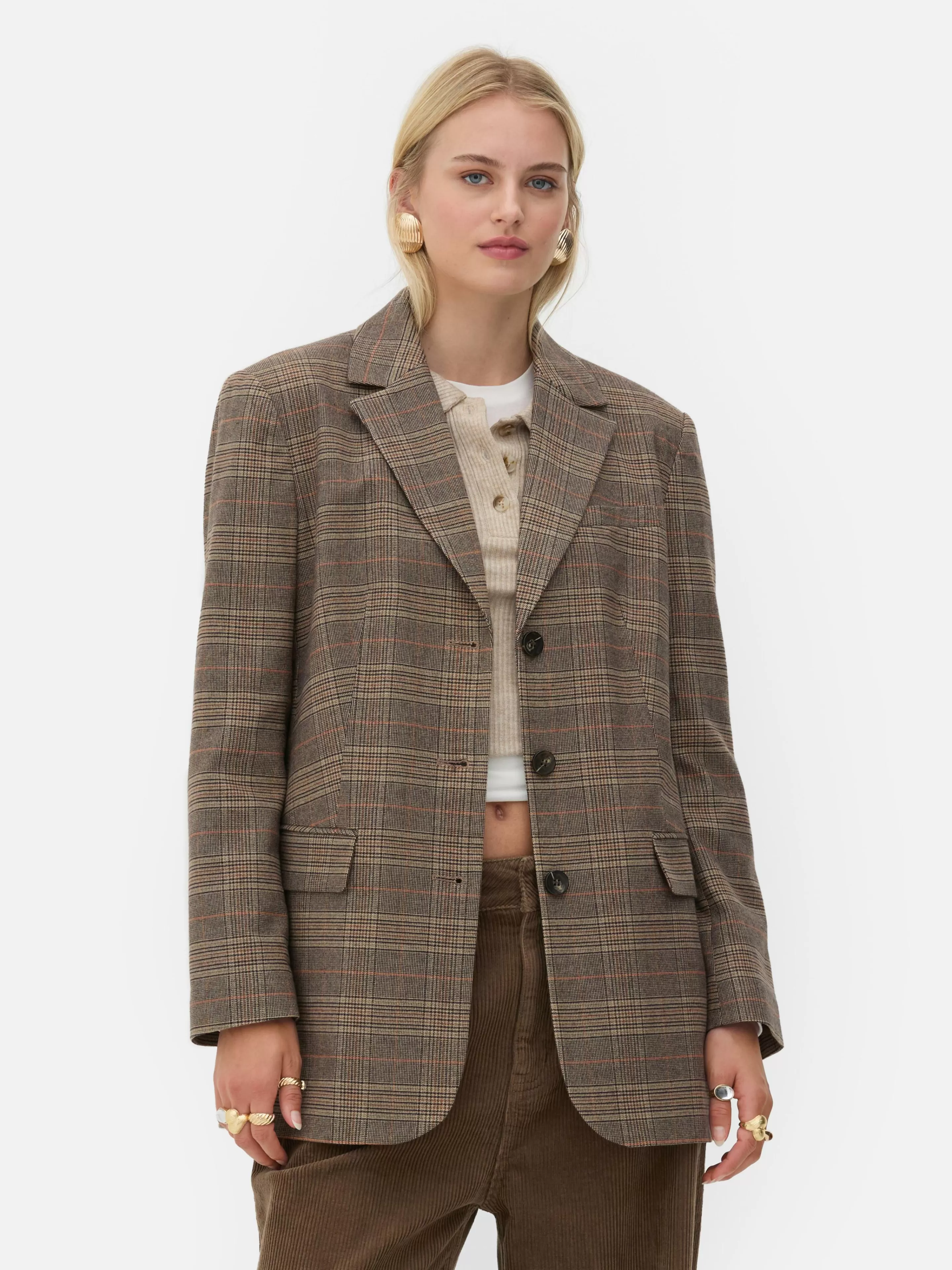 Blazer à Carreaux à Boutonnage Simple Rita Ora-Primark Outlet