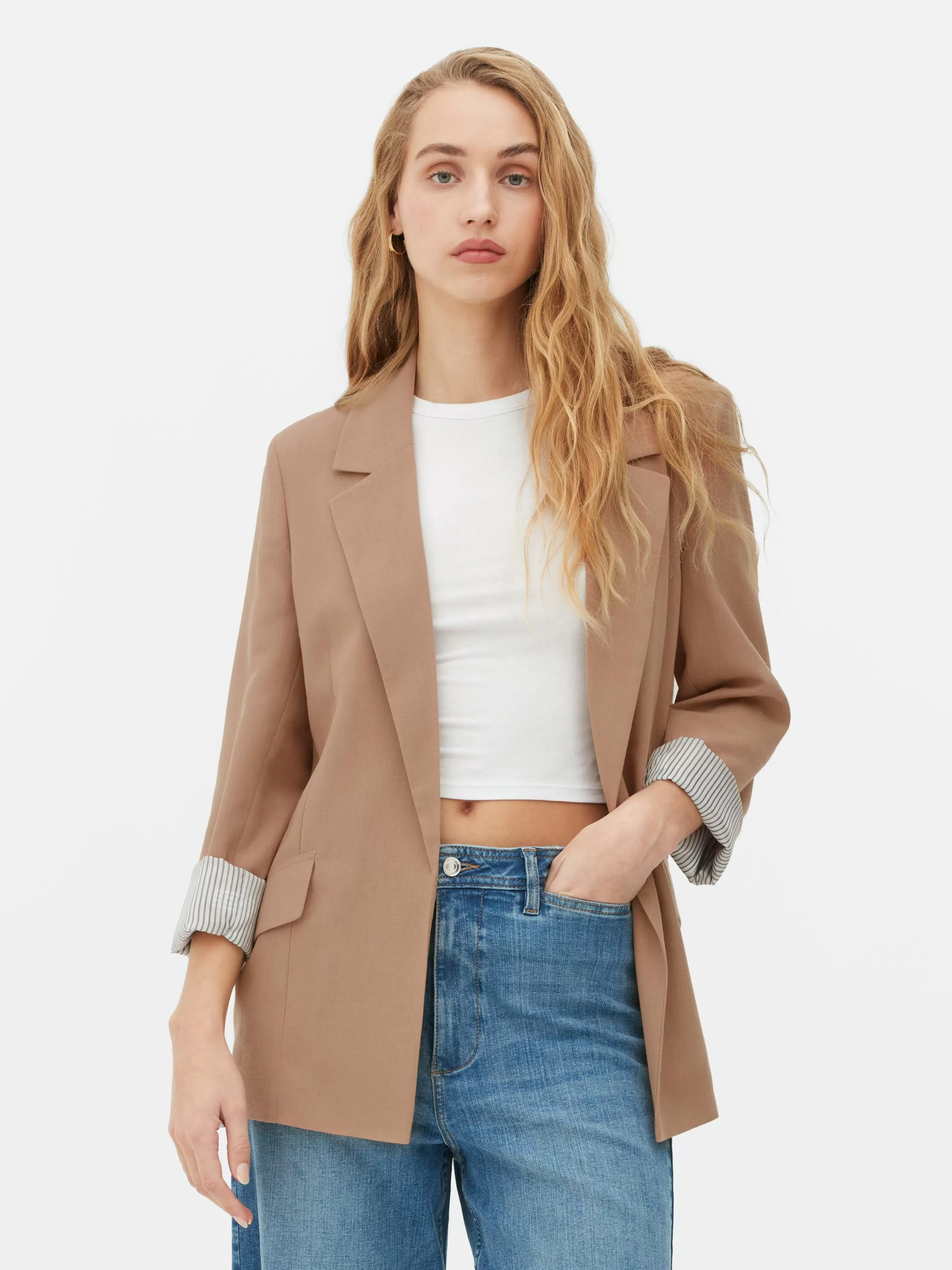 Blazer Ajusté à Effet Bord à Bord-Primark Clearance