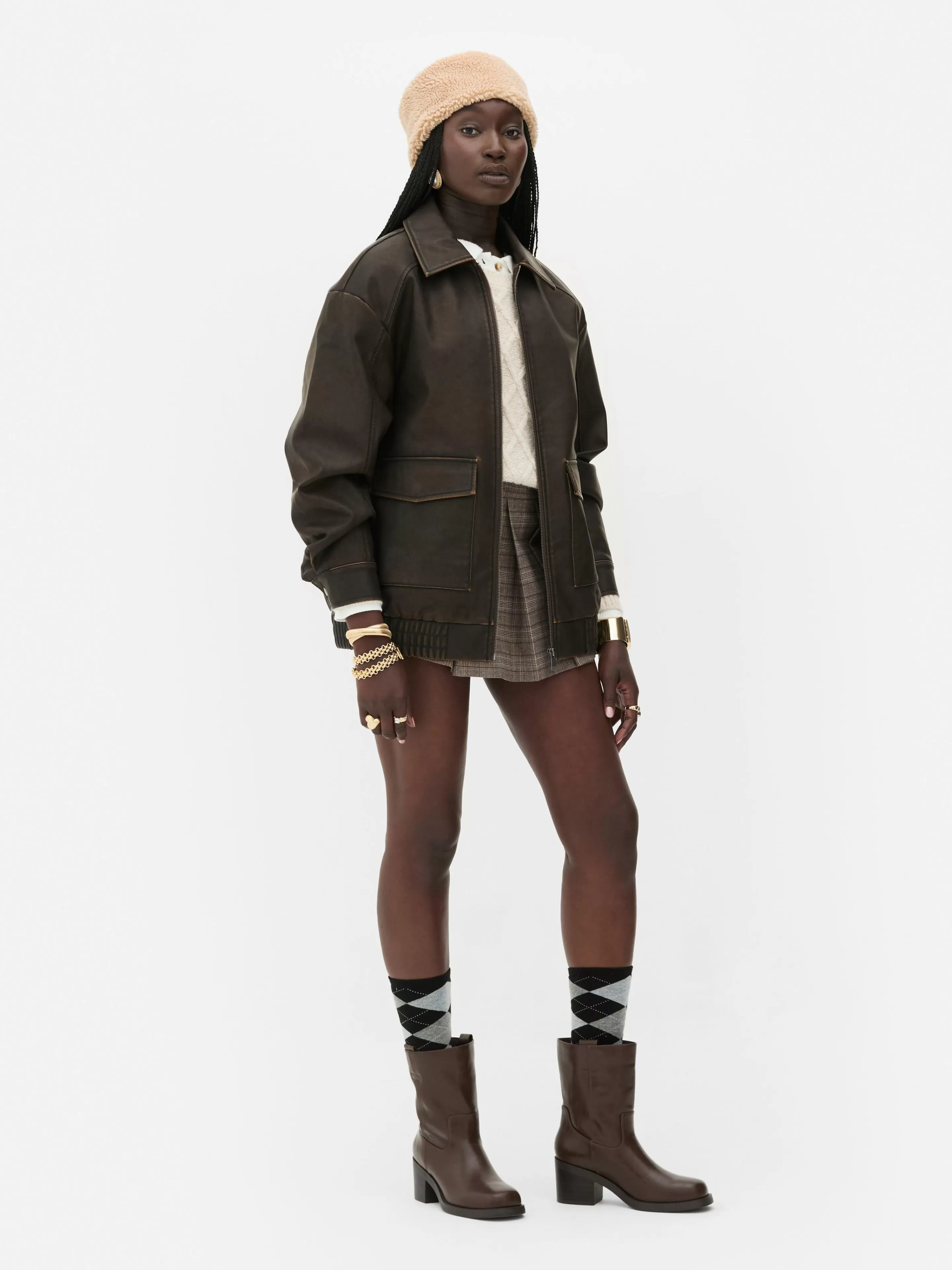 Blouson Bomber En Simili Cuir à Effet Vieilli Rita Ora-Primark Outlet