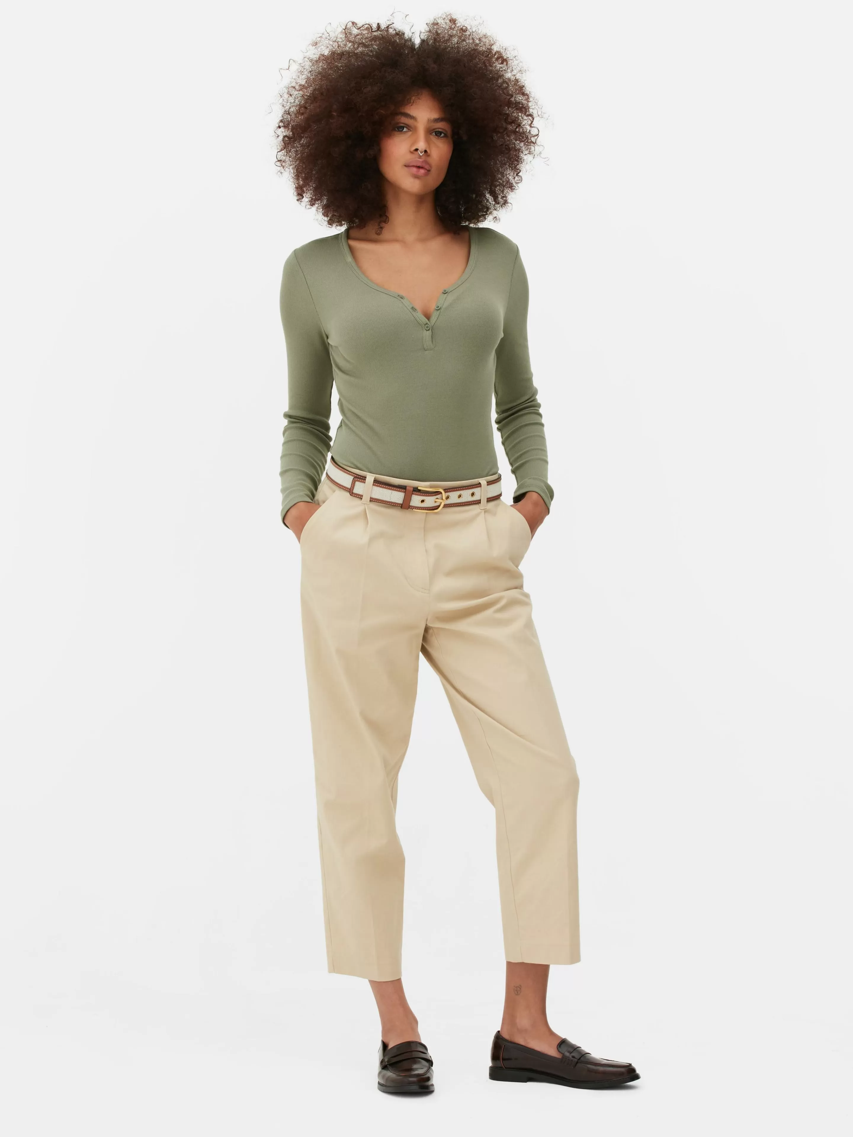 Body Façon T-shirt Boutonné à Manches Longues-Primark Clearance