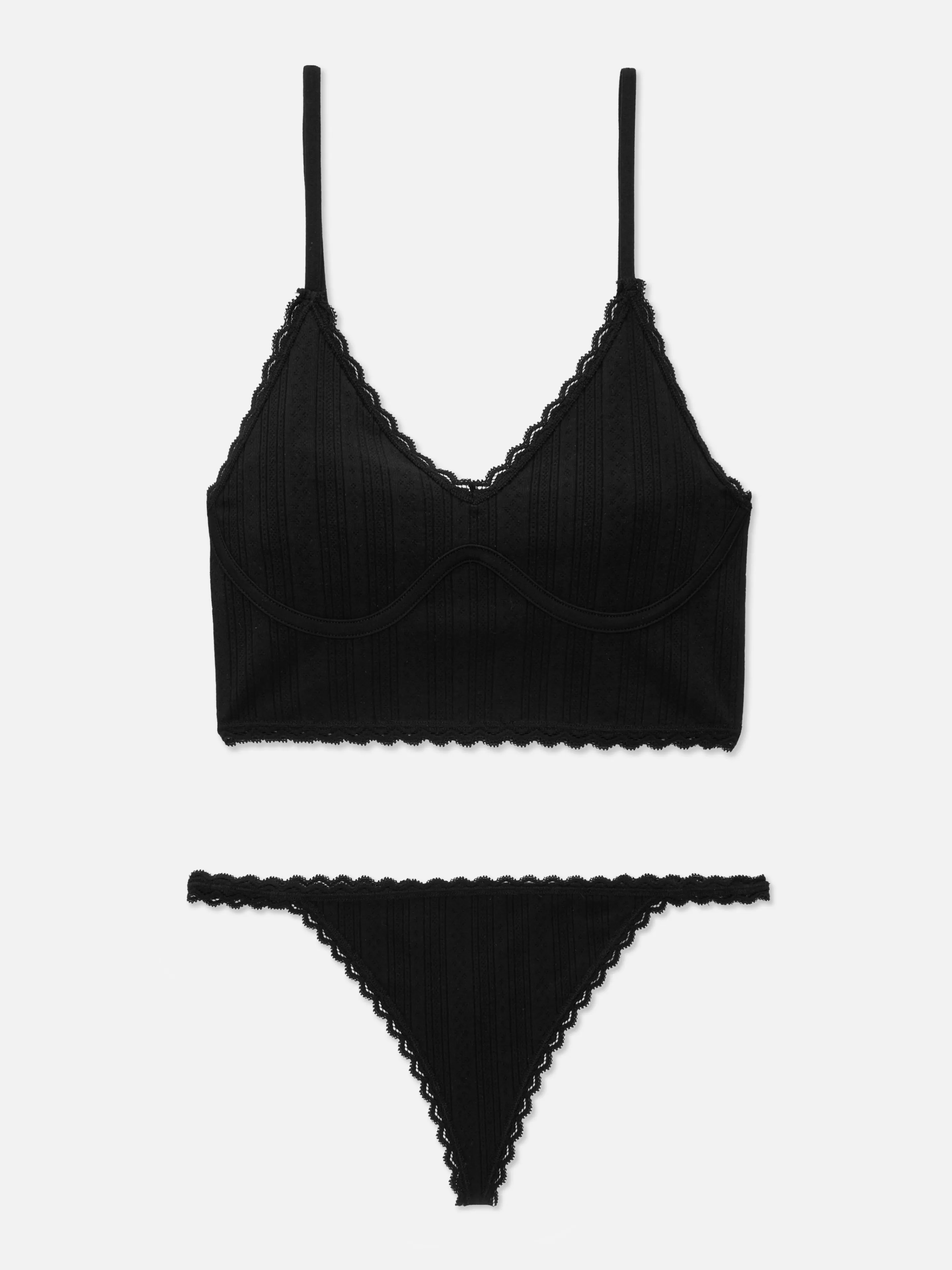 Brassière Longue Et String En Pointelle Sans Couture-Primark Discount