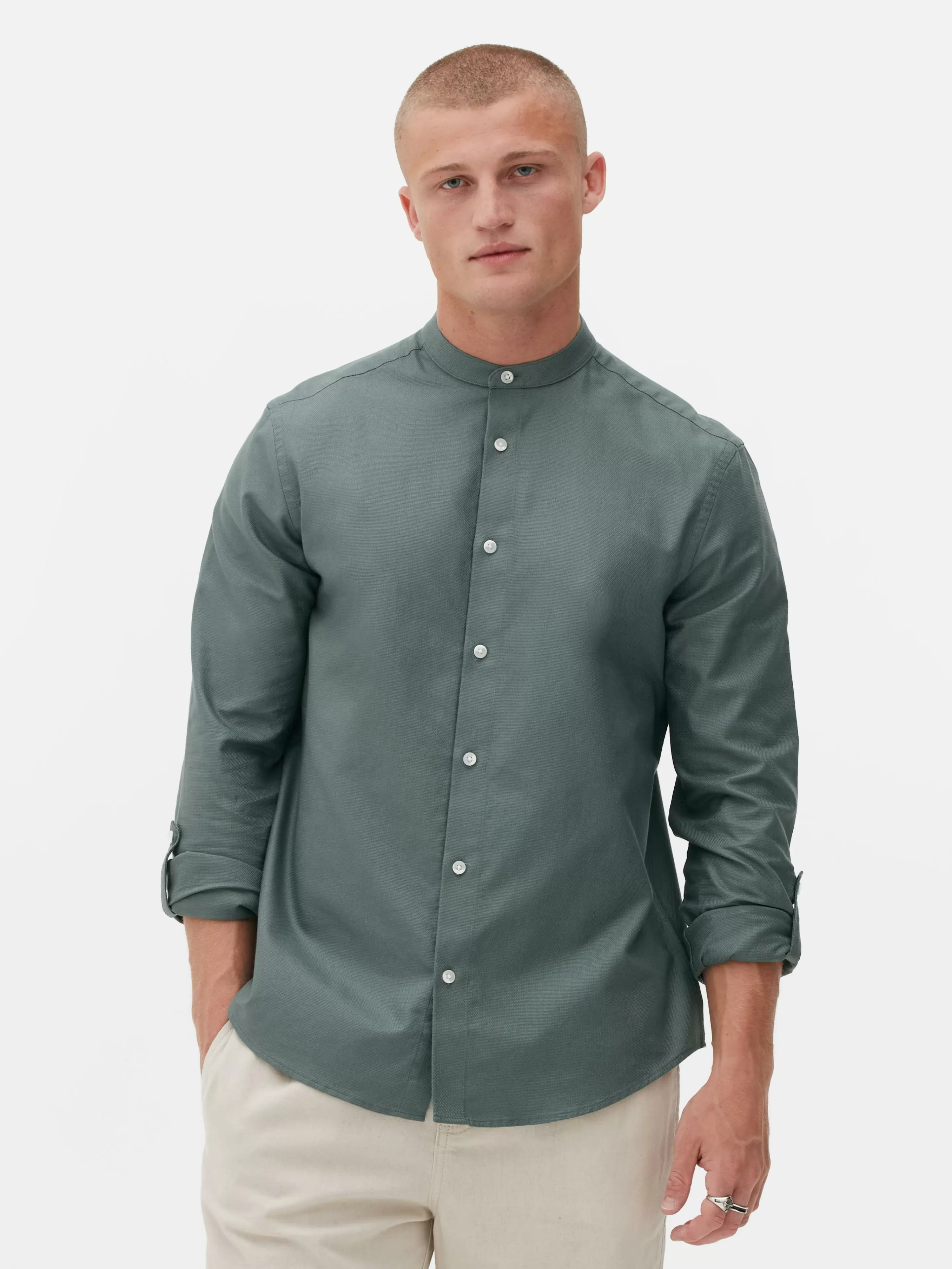 Chemise Boutonnée à Manches Retroussées-Primark Cheap