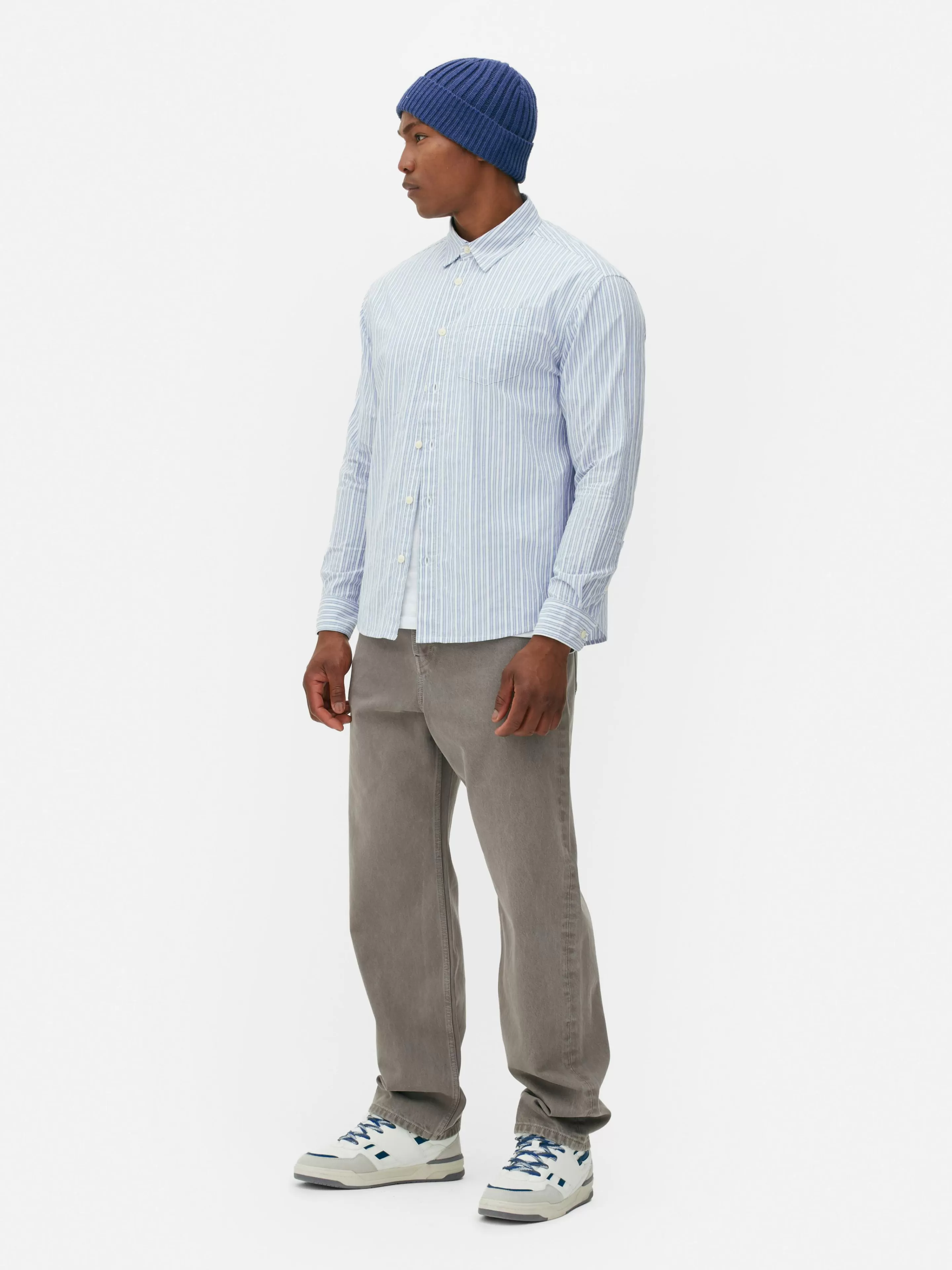 Chemise En Jacquard Rayé à Manches Longues-Primark Clearance