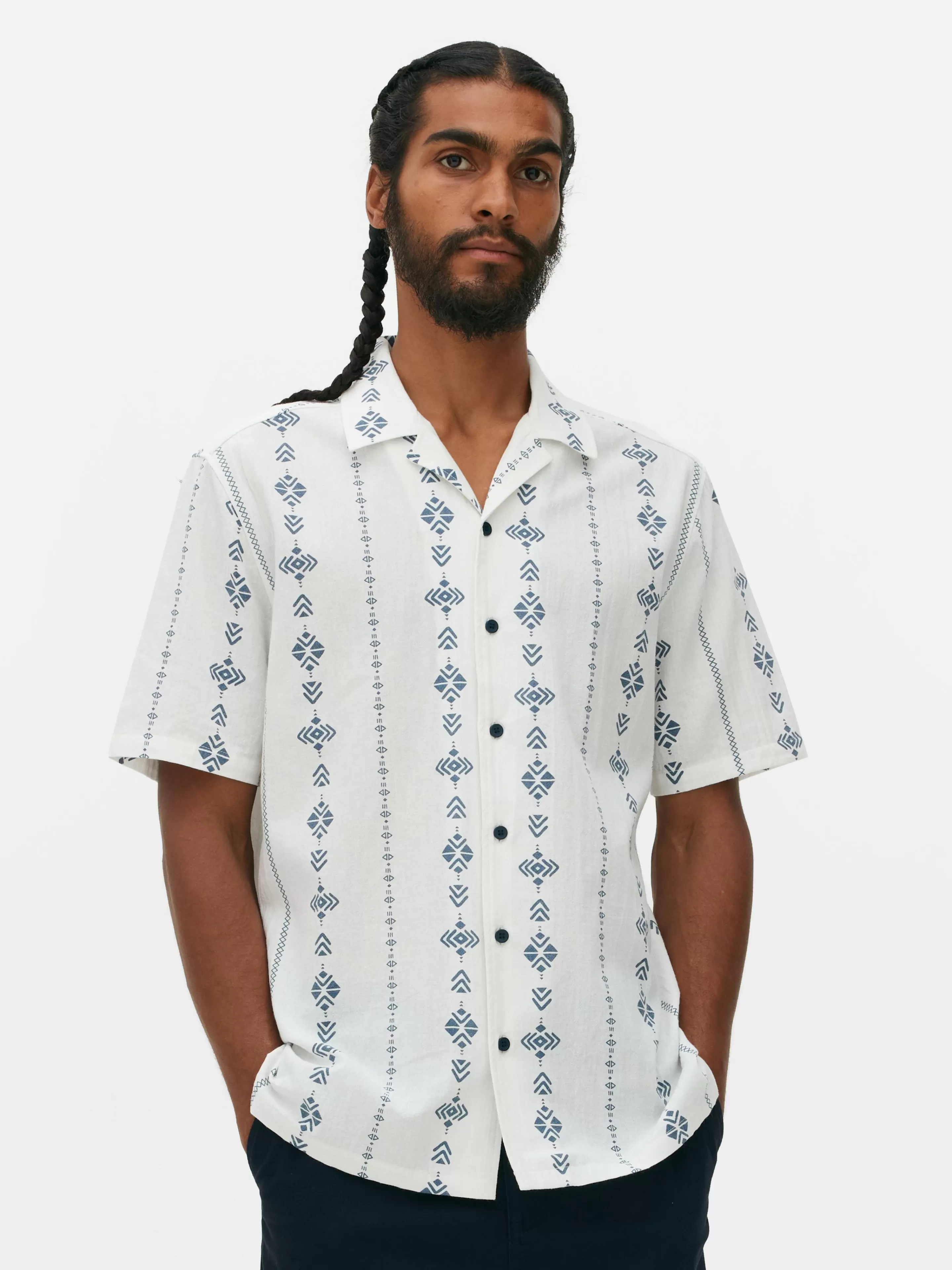 Chemise Froissée à Manches Courtes Et Motif Géométrique-Primark Store