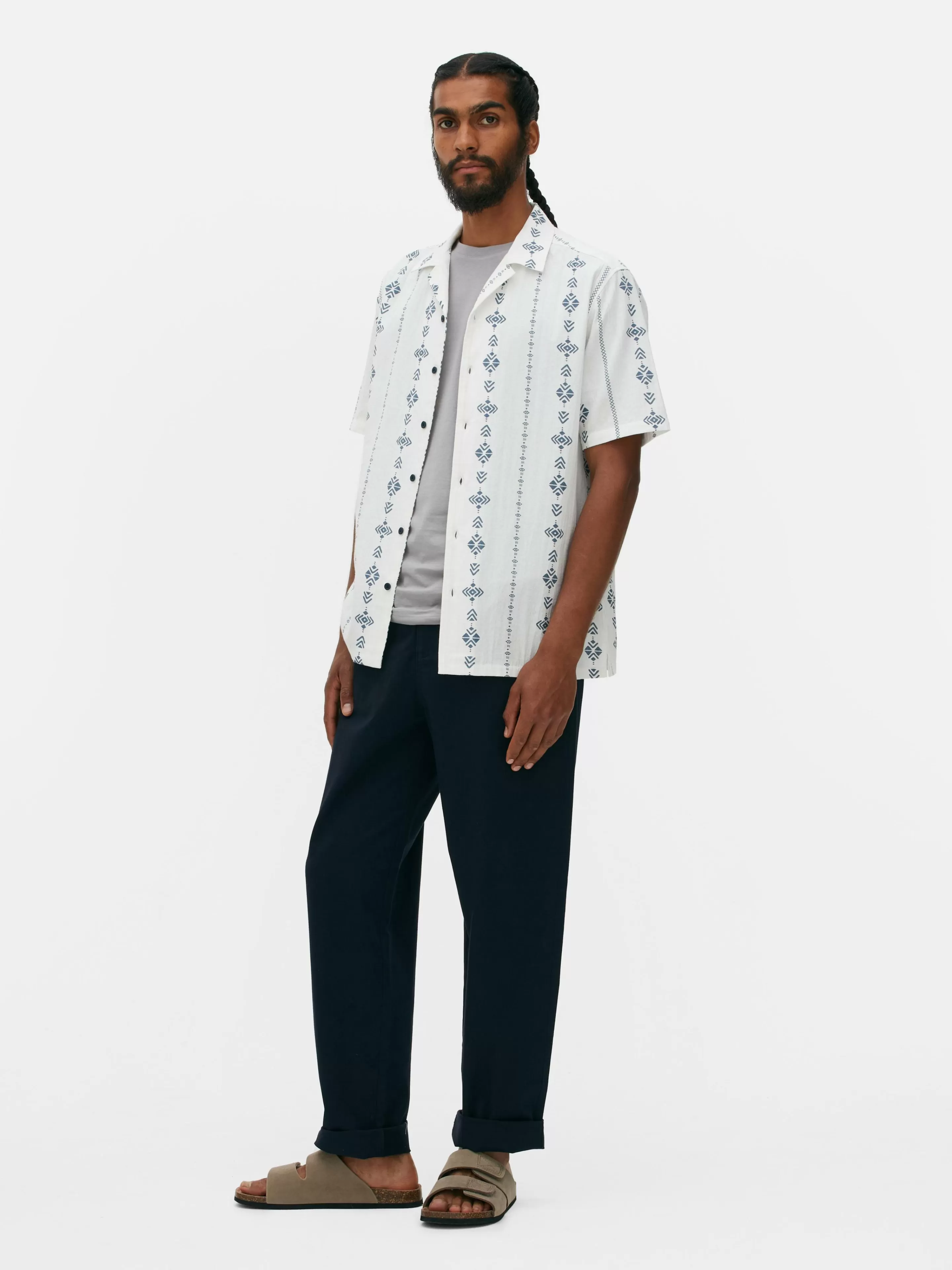 Chemise Froissée à Manches Courtes Et Motif Géométrique-Primark Store