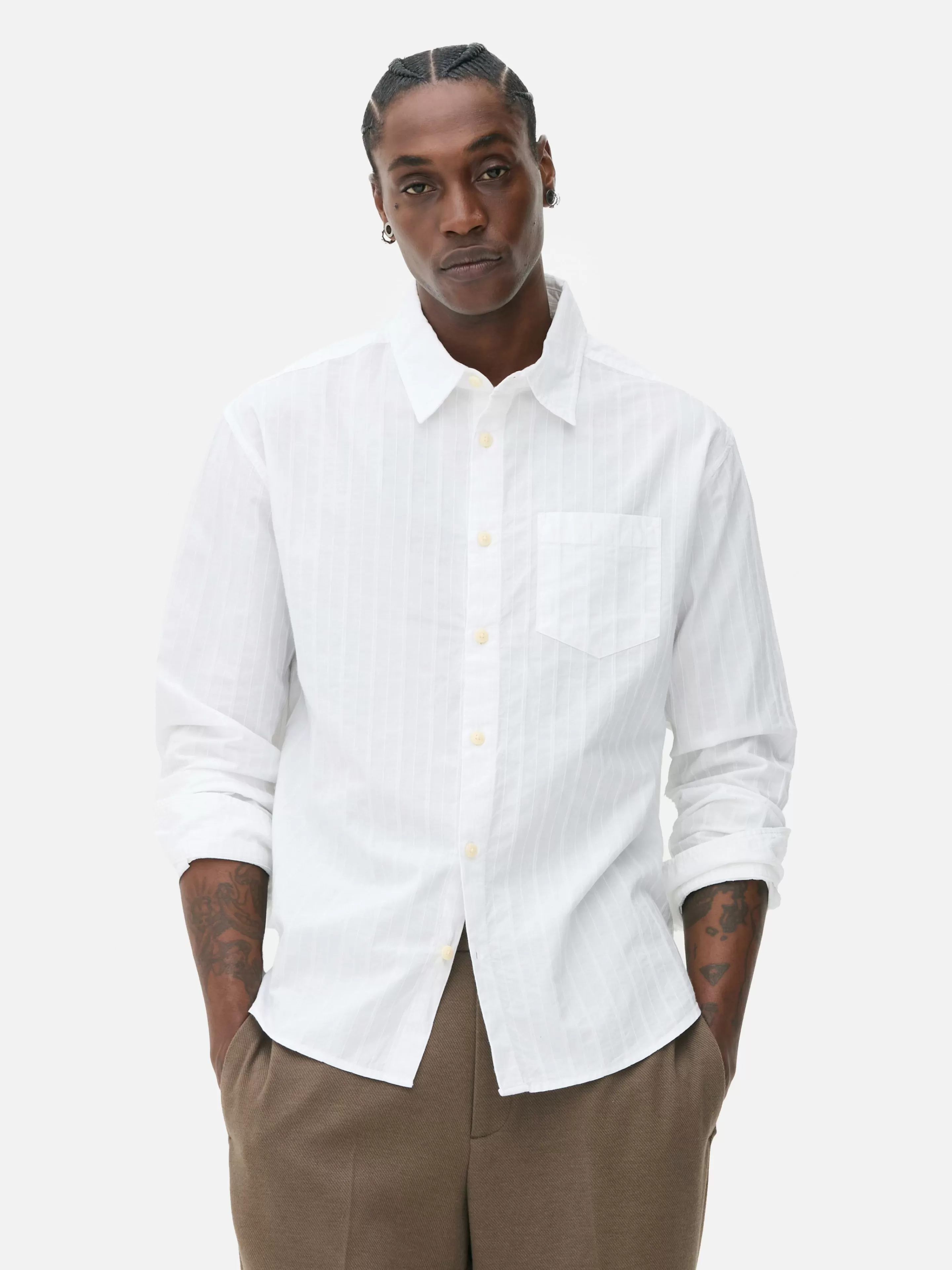Chemise Jacquard à Manches Longues-Primark New