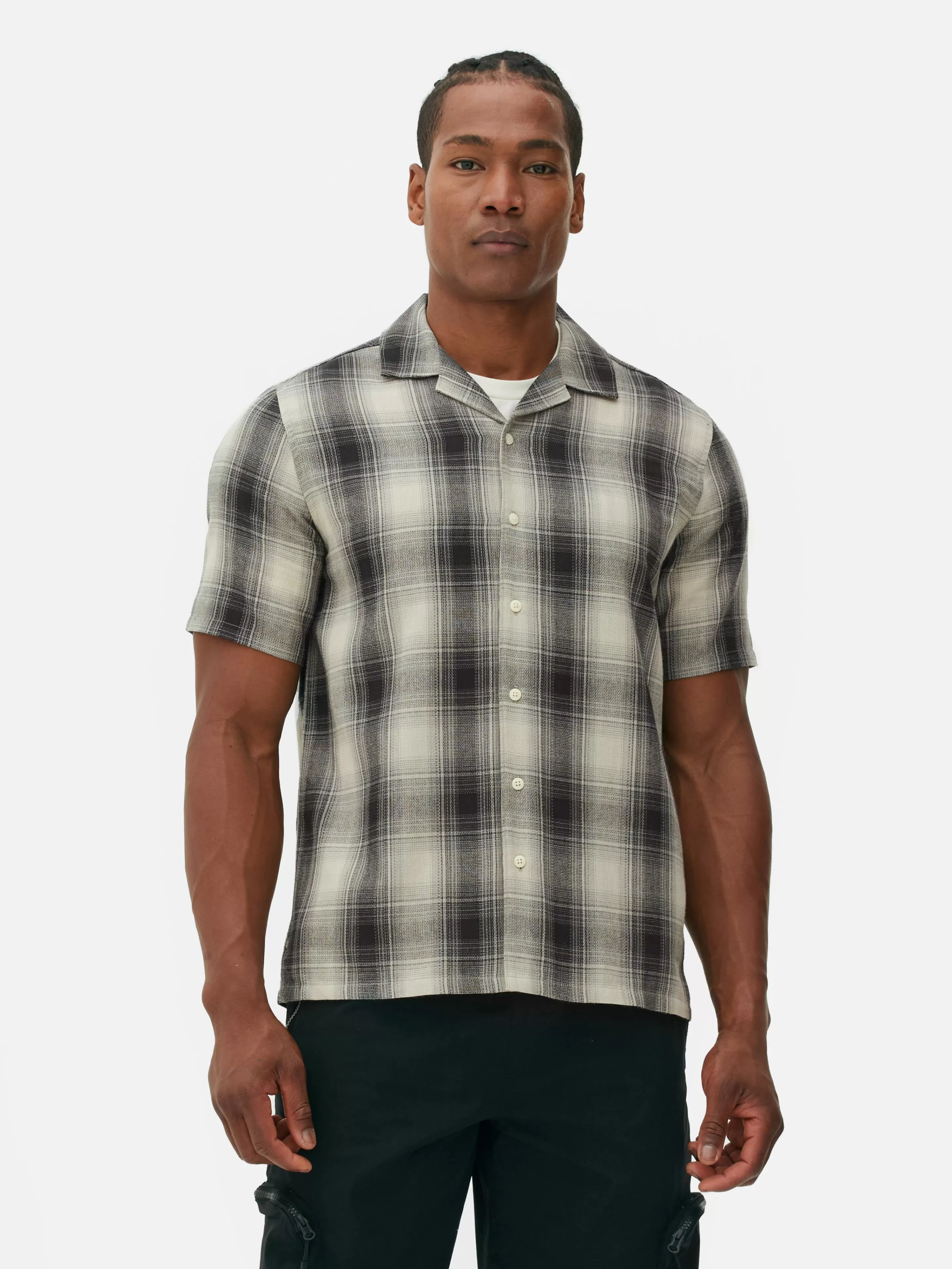 Chemise Texturée à Carreaux Et à Manches Courtes-Primark Cheap