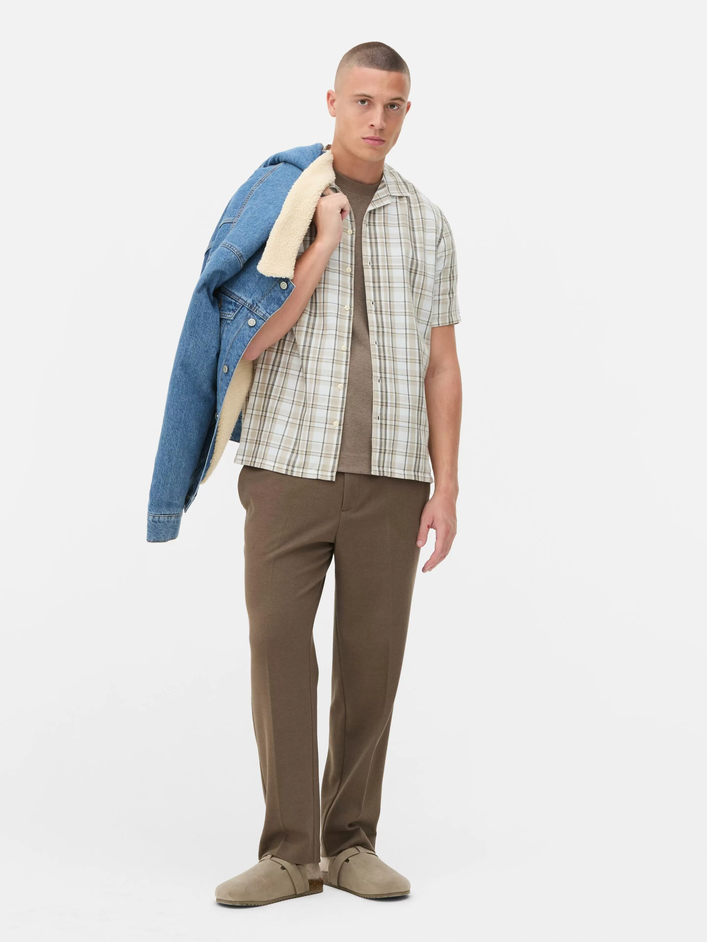 Chemise Texturée à Carreaux Et à Manches Courtes-Primark Store
