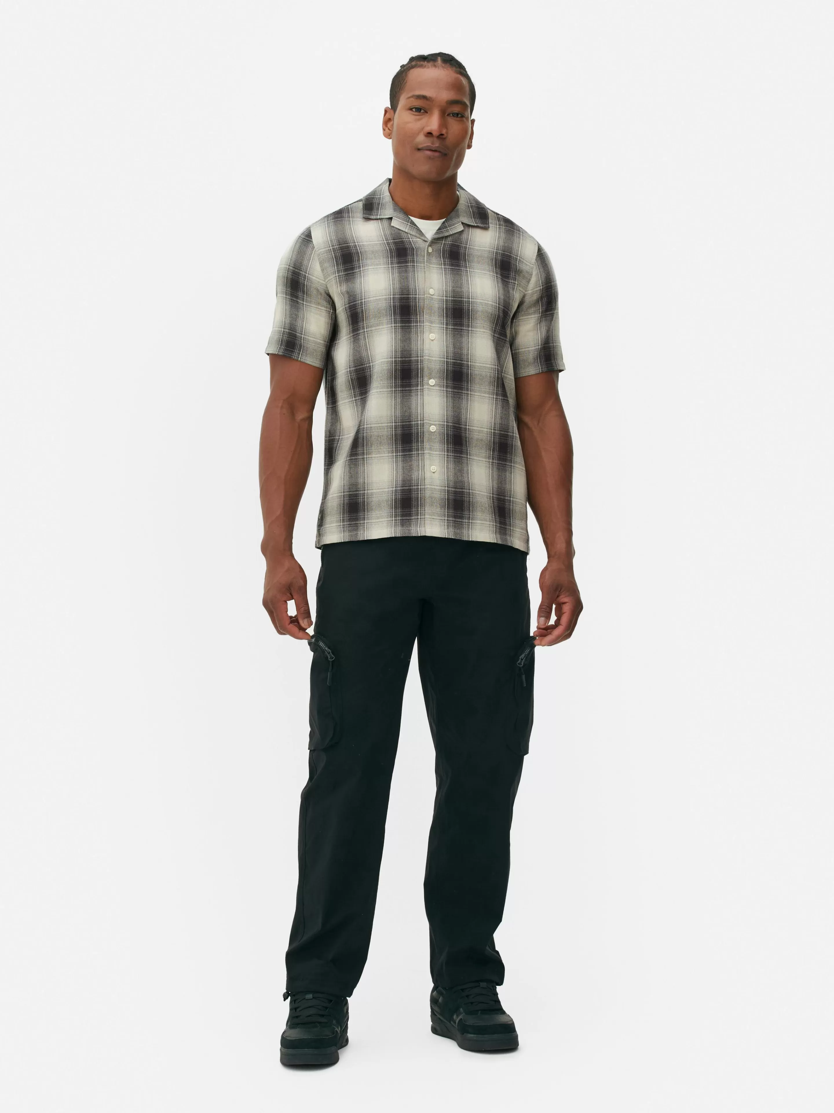 Chemise Texturée à Carreaux Et à Manches Courtes-Primark Cheap