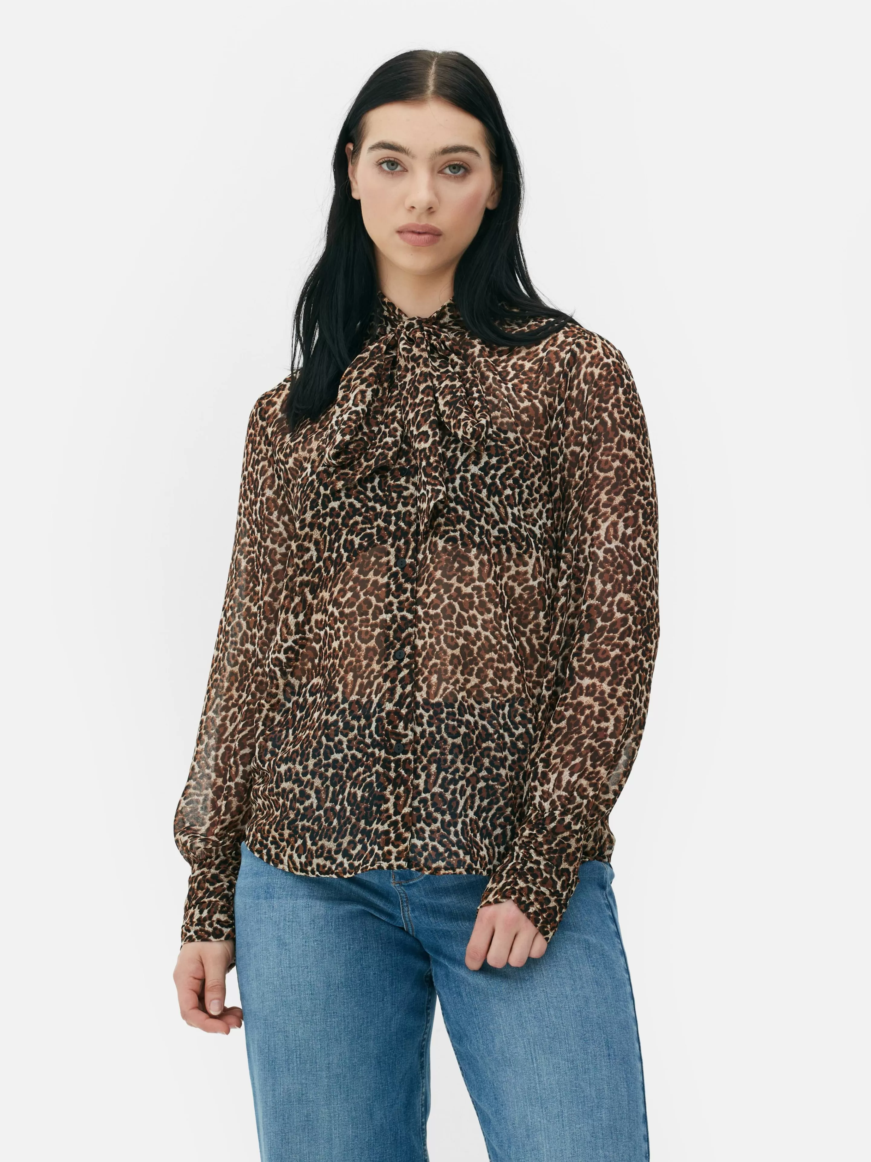 Chemisier Boutonné Avec Lien à Nouer Au Col-Primark Clearance