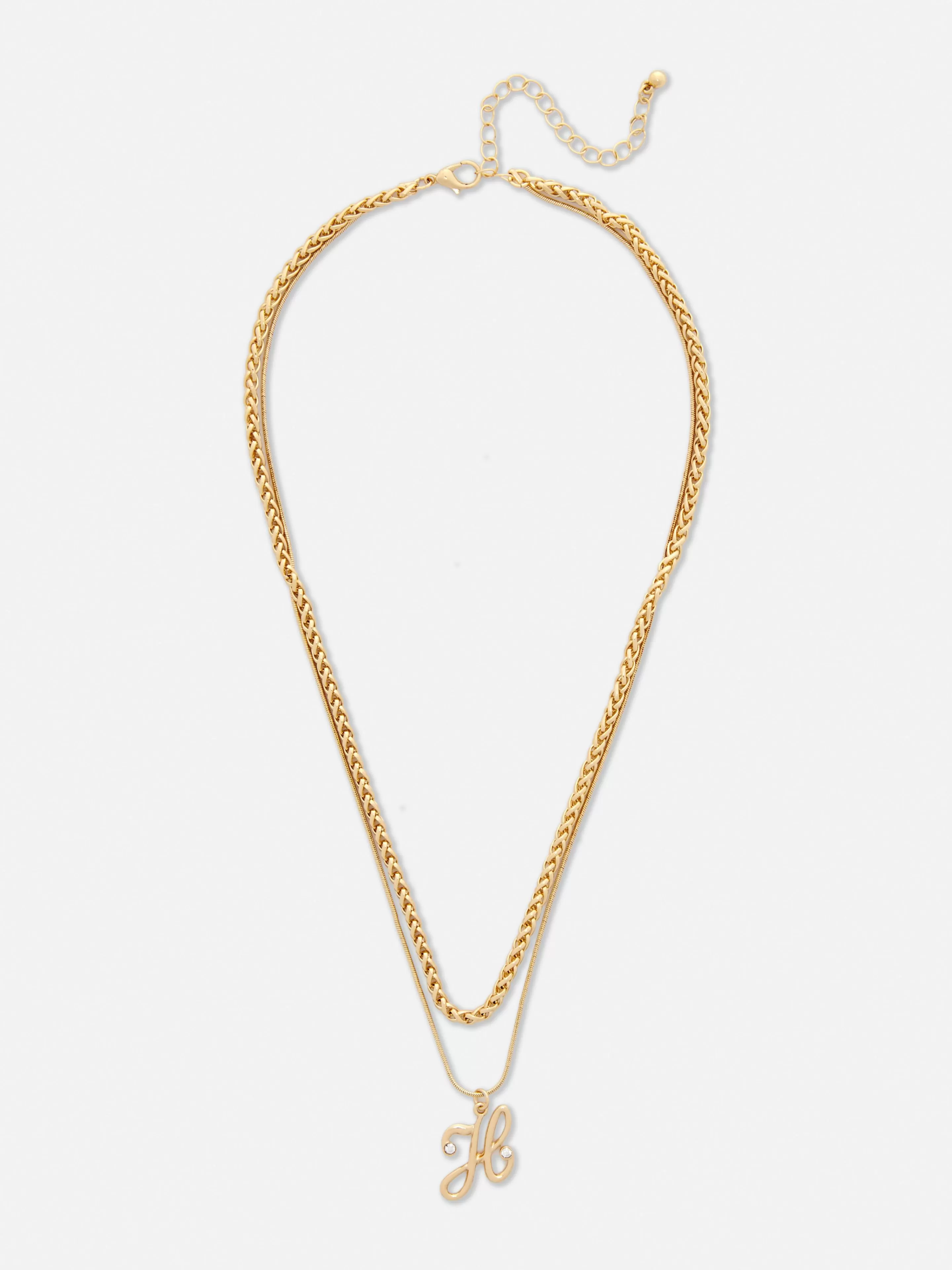 Collier à Double Chaîne Avec Pendentif En Forme D'initiale-Primark New