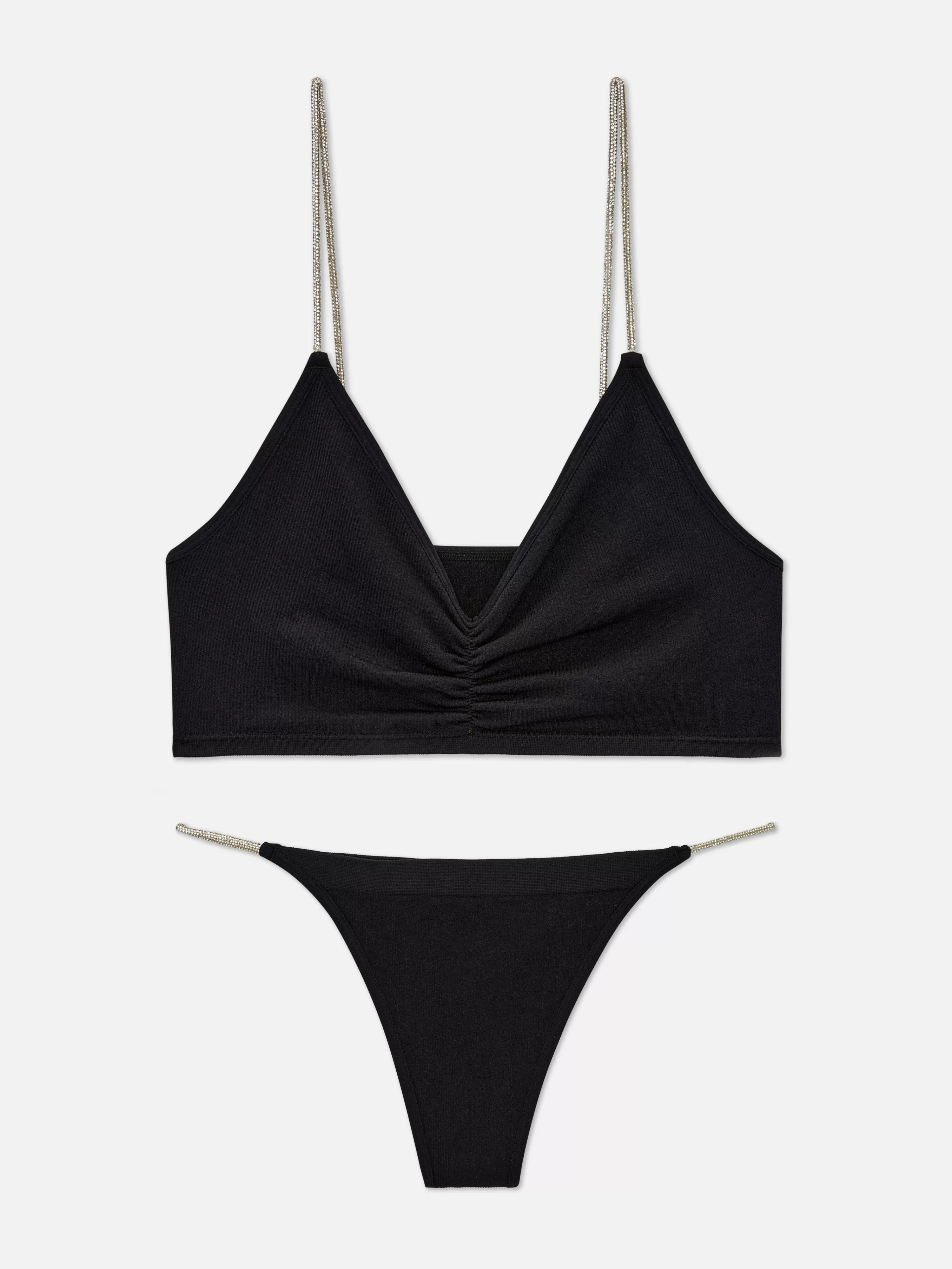 Ensemble Brassière Et String Sans Couture à Strass-Primark Fashion