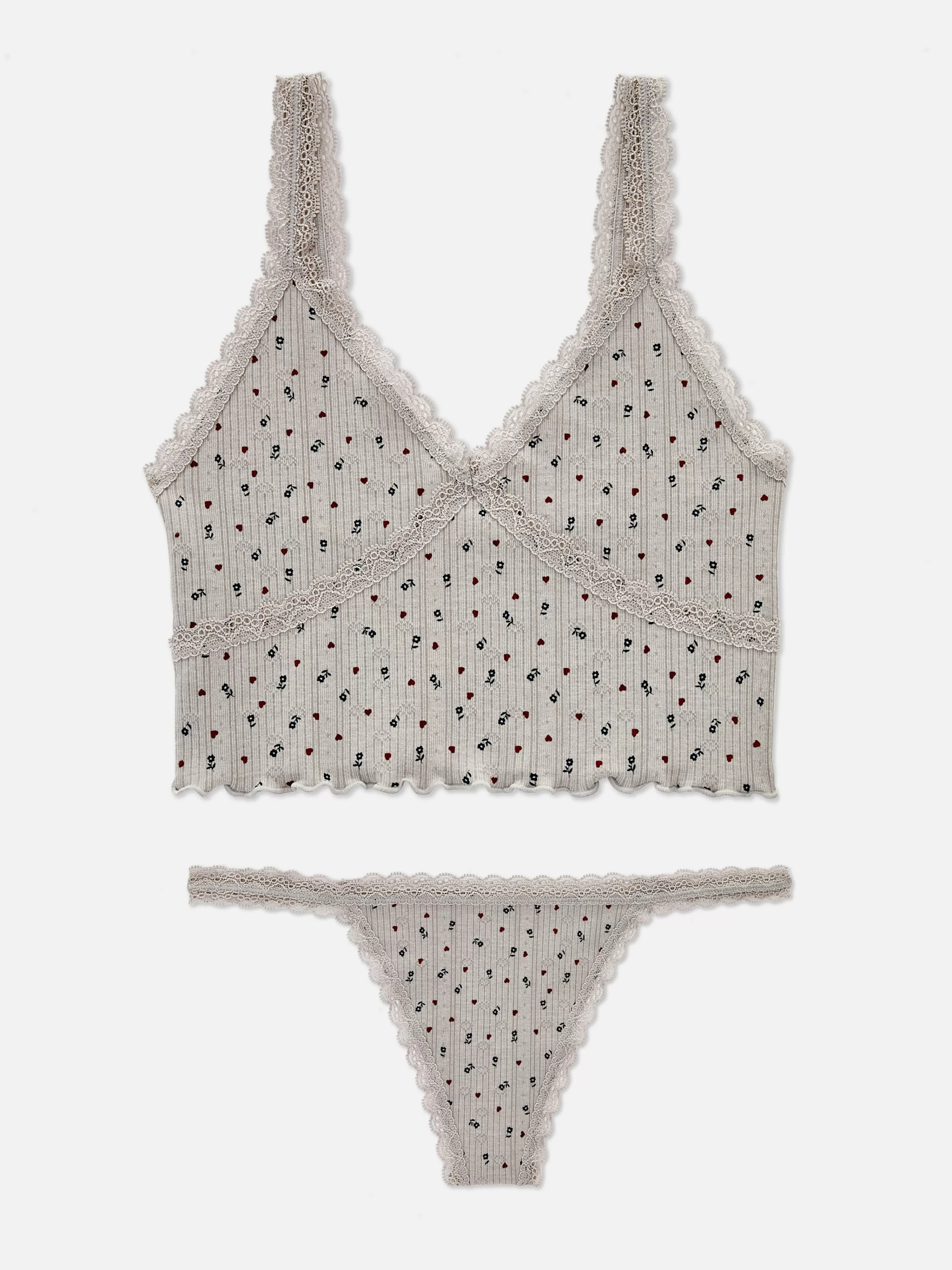 Ensemble Caraco Et String En Pointelle à Motifs Sans Couture-Primark Fashion