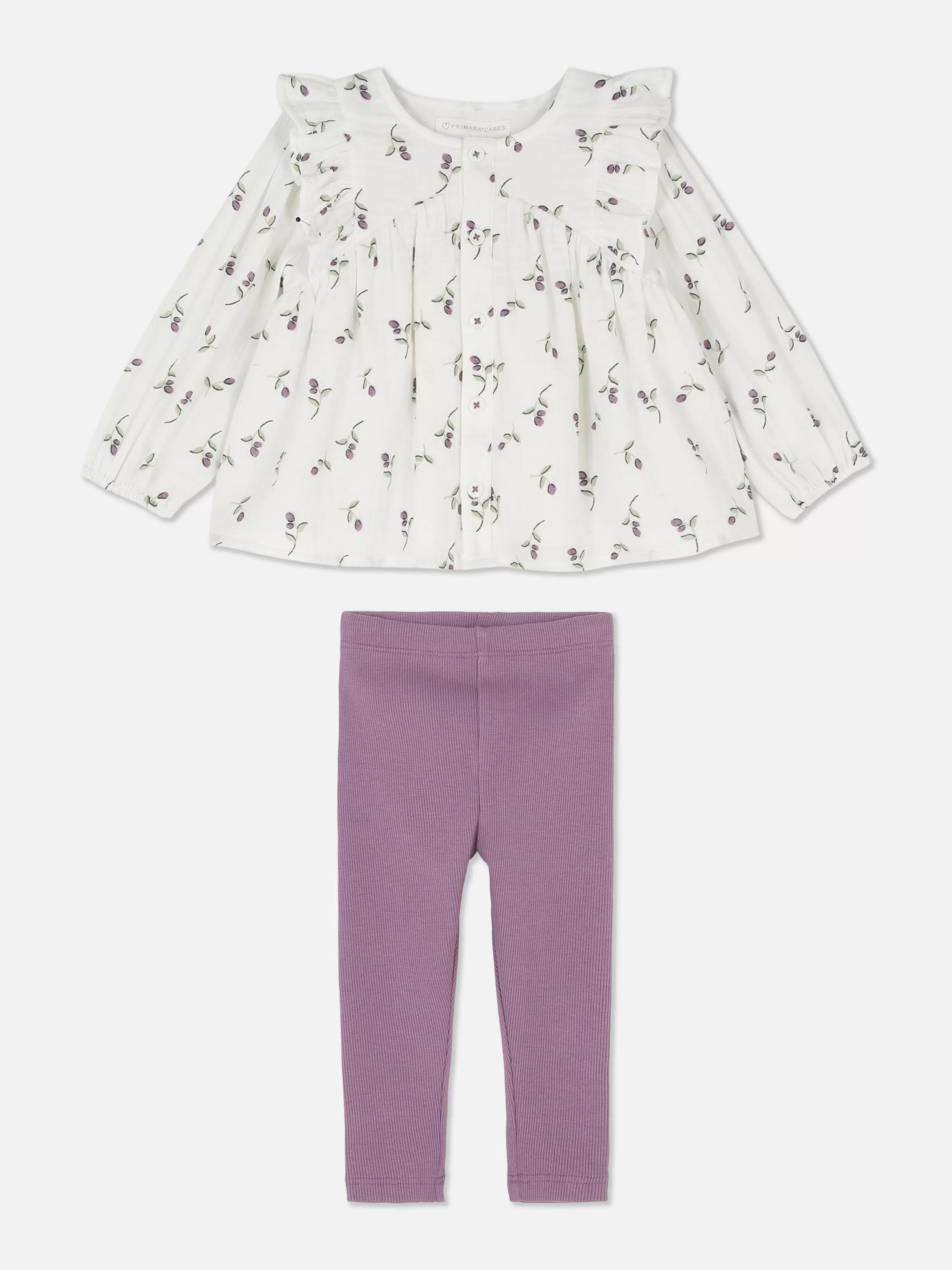 Ensemble Chemisier à Fleurs Et Legging Côtelé-Primark Outlet