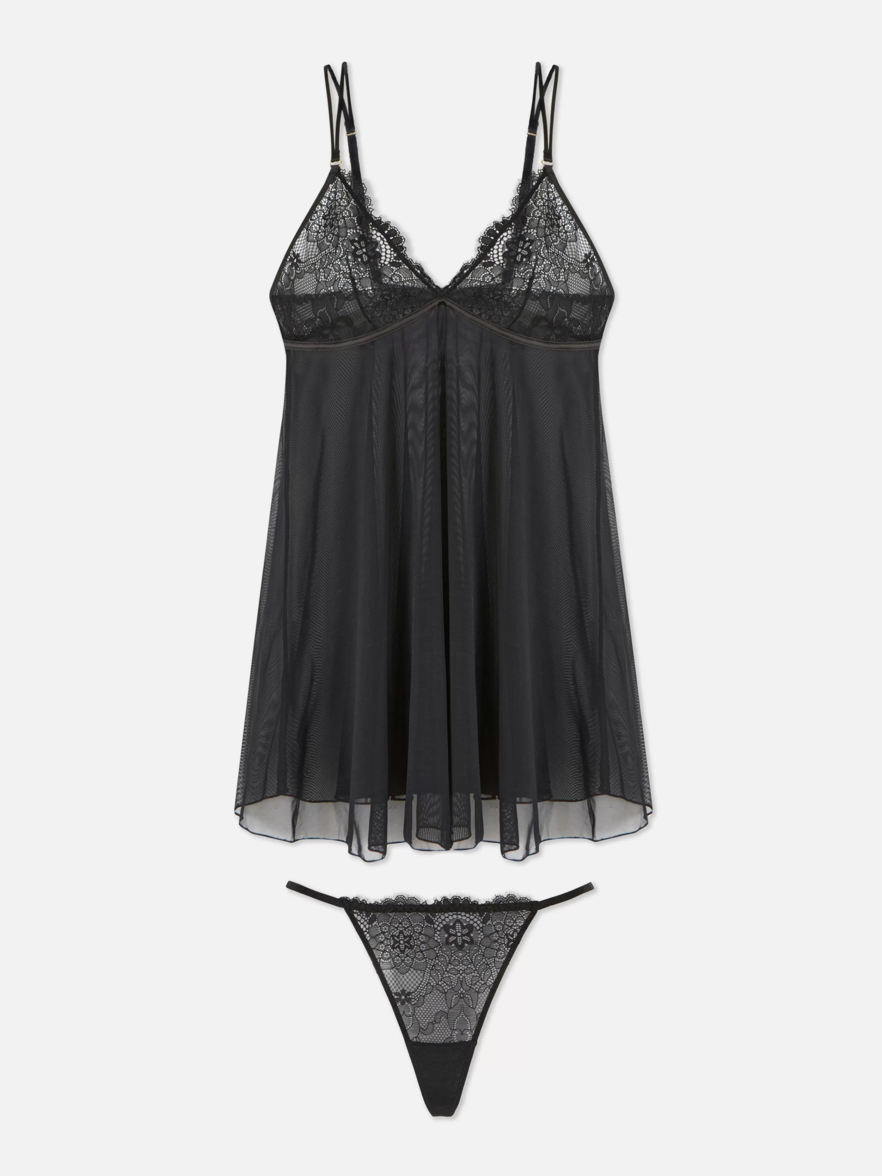 Ensemble Nuisette Sans Armature Et String-Primark Fashion