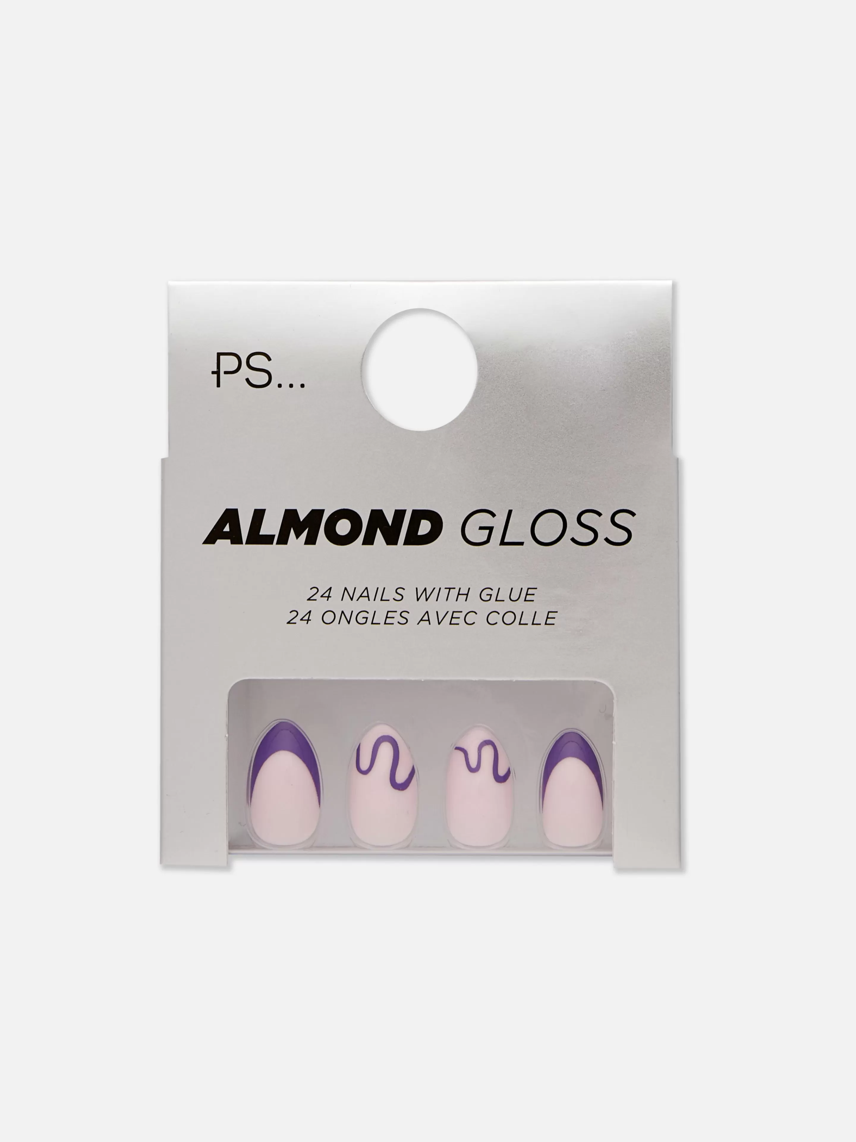 Faux Ongles Brillants à Motif Tourbillon En Amande PS...-Primark Shop