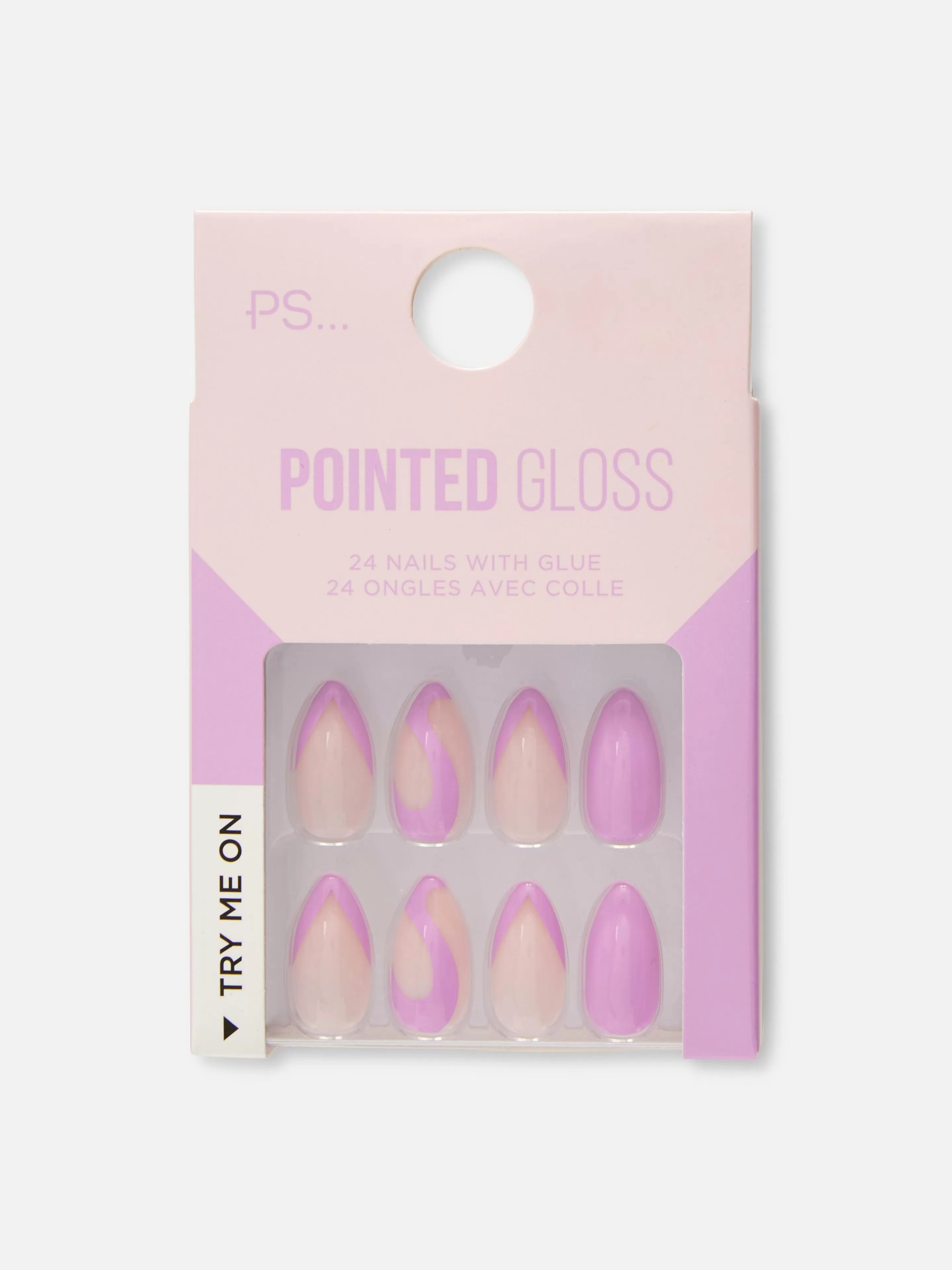 Faux Ongles Pointus Glossy à Motif Tourbillons PS...-Primark Clearance