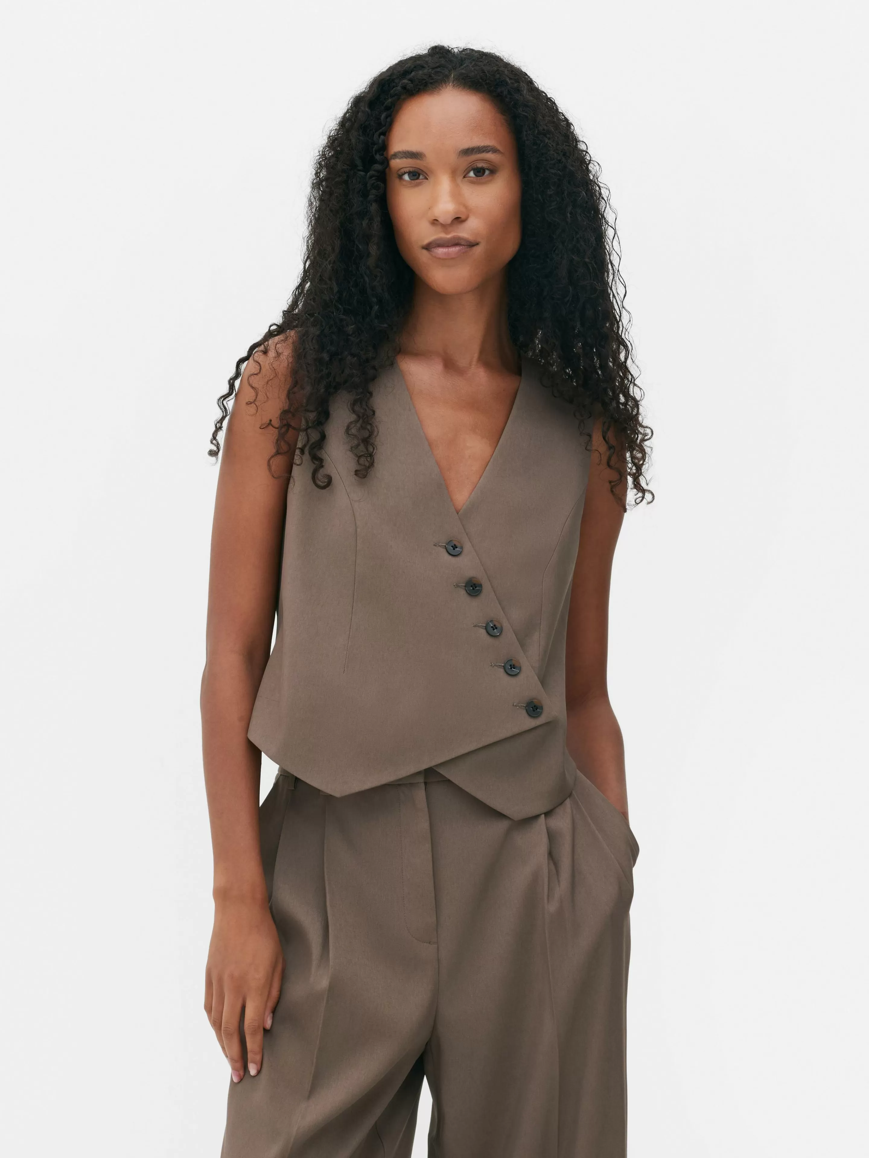 Gilet De Costume Asymétrique Boutonné Sur Le Devant-Primark Cheap