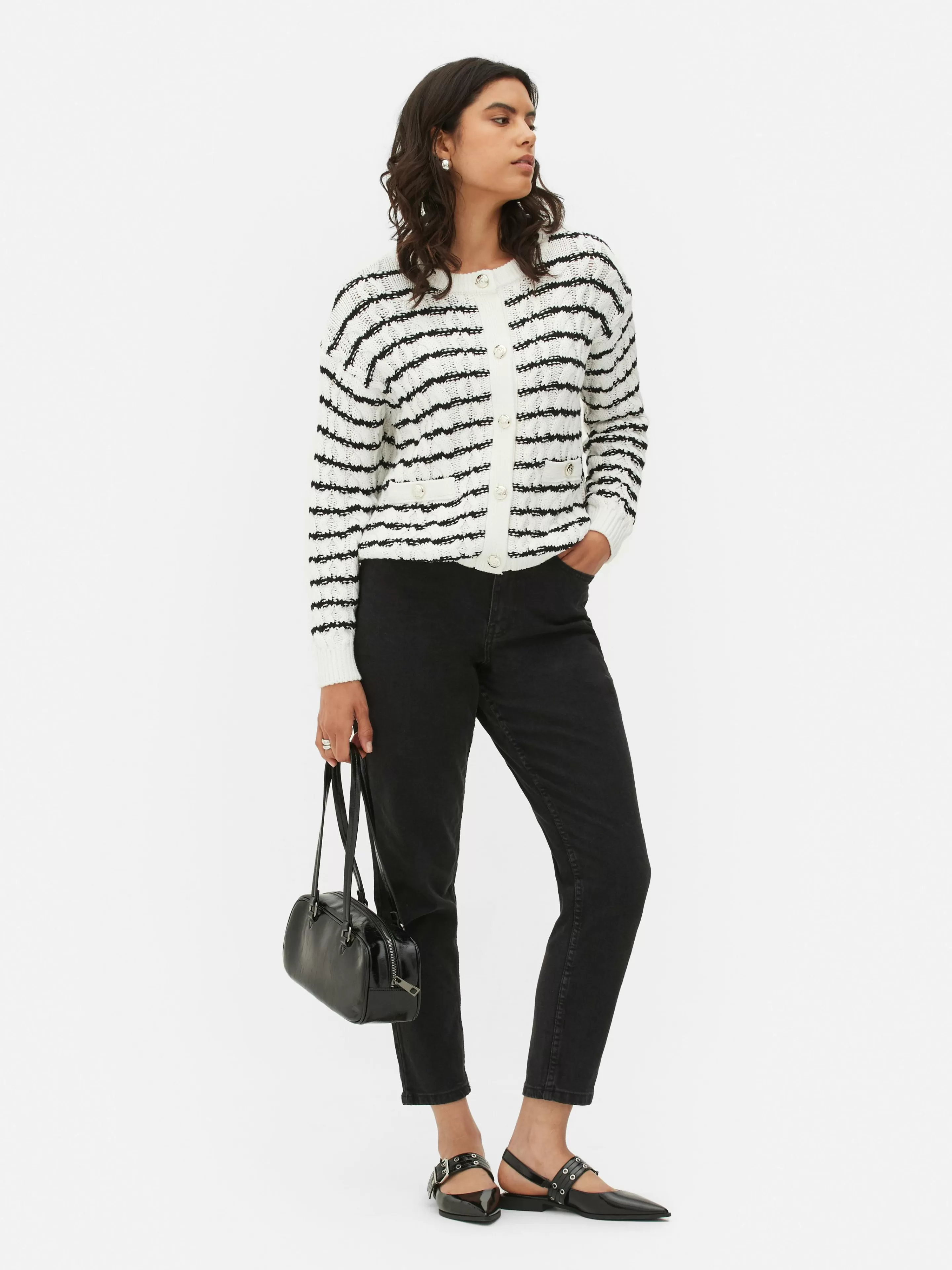 Gilet Rayé En Maille Torsadée-Primark Clearance