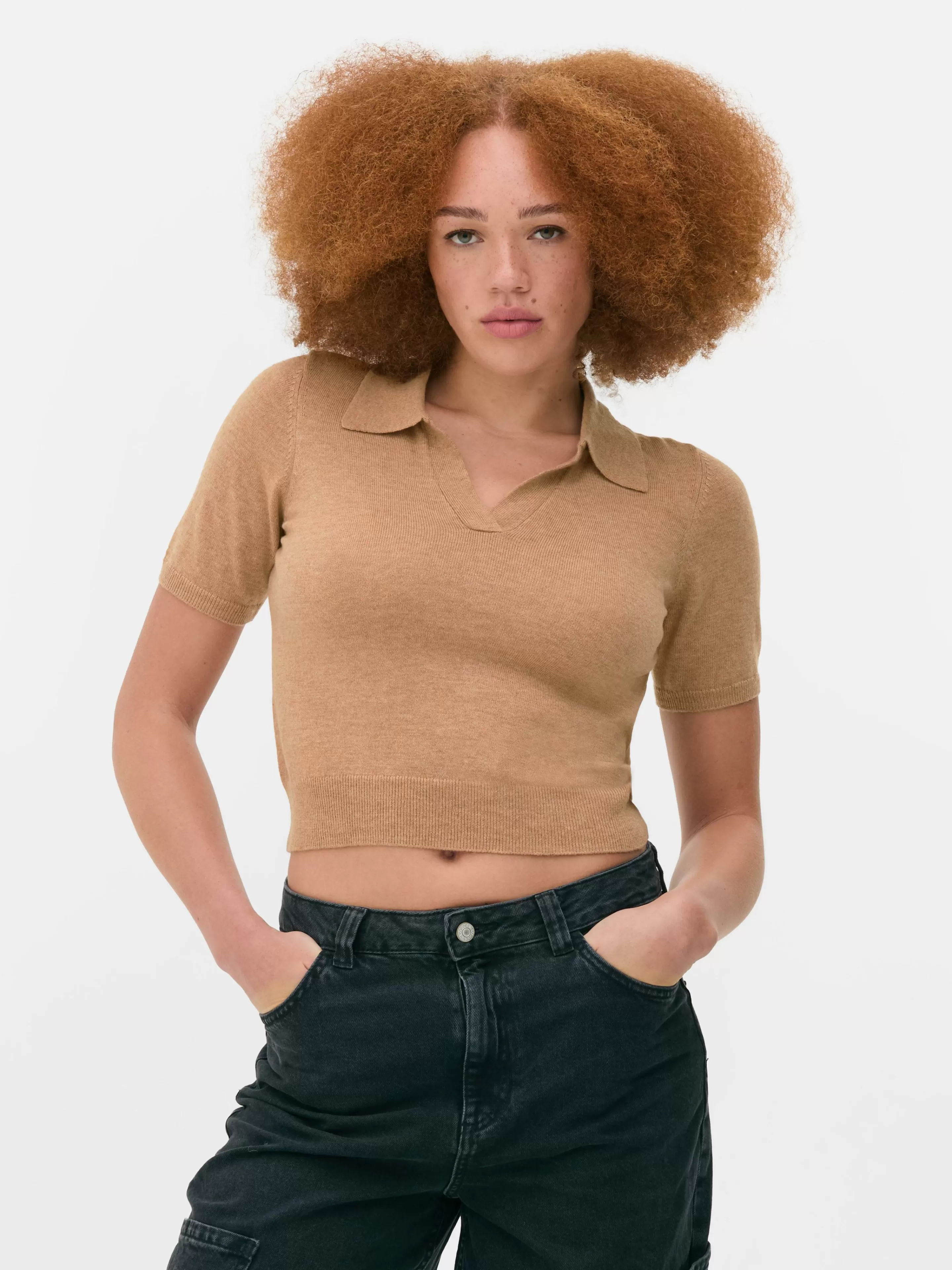 Haut En Maille Fine à Col Et Manches Courtes-Primark Hot
