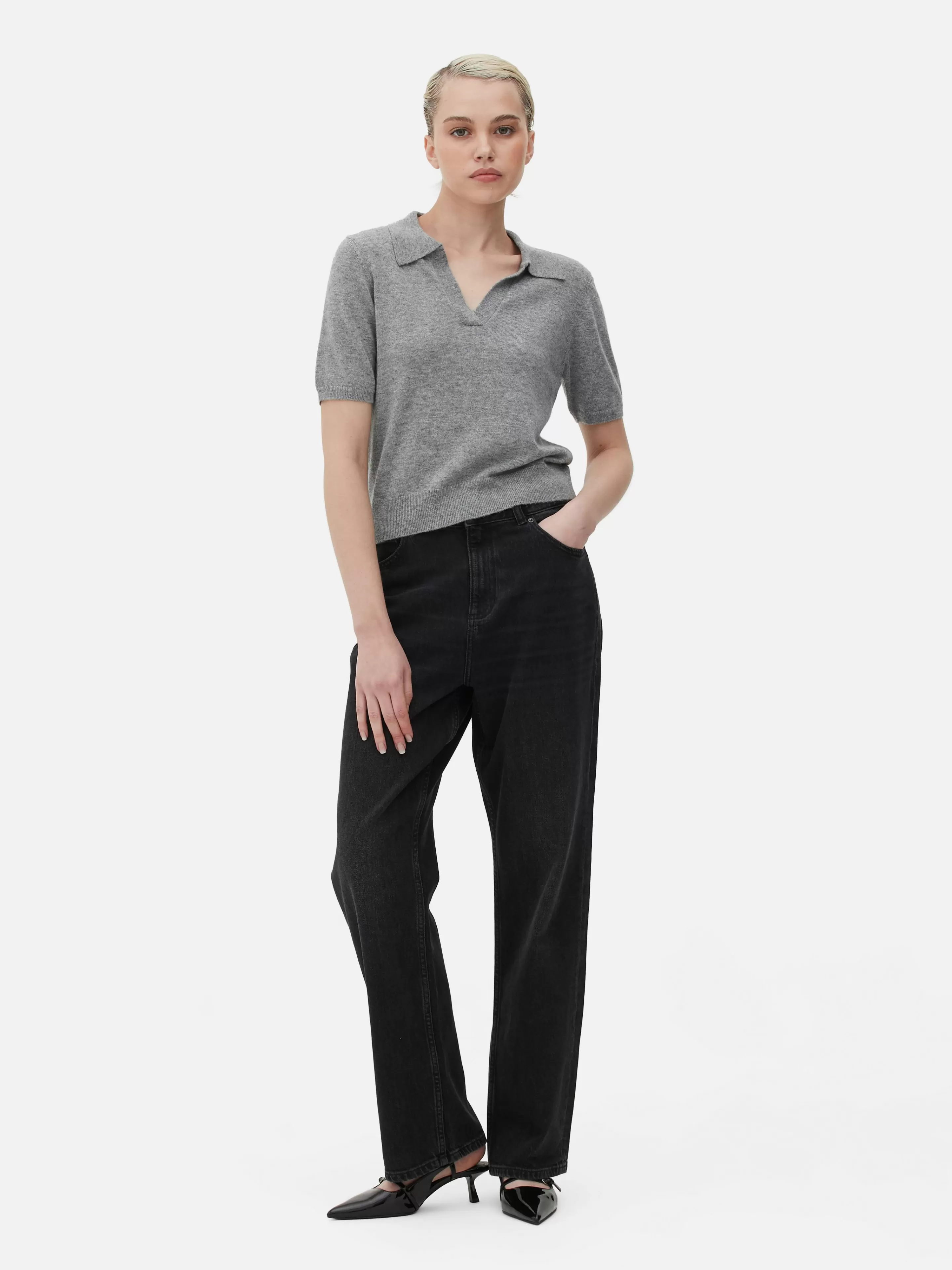 Haut En Maille Fine à Col Et Manches Courtes-Primark Cheap