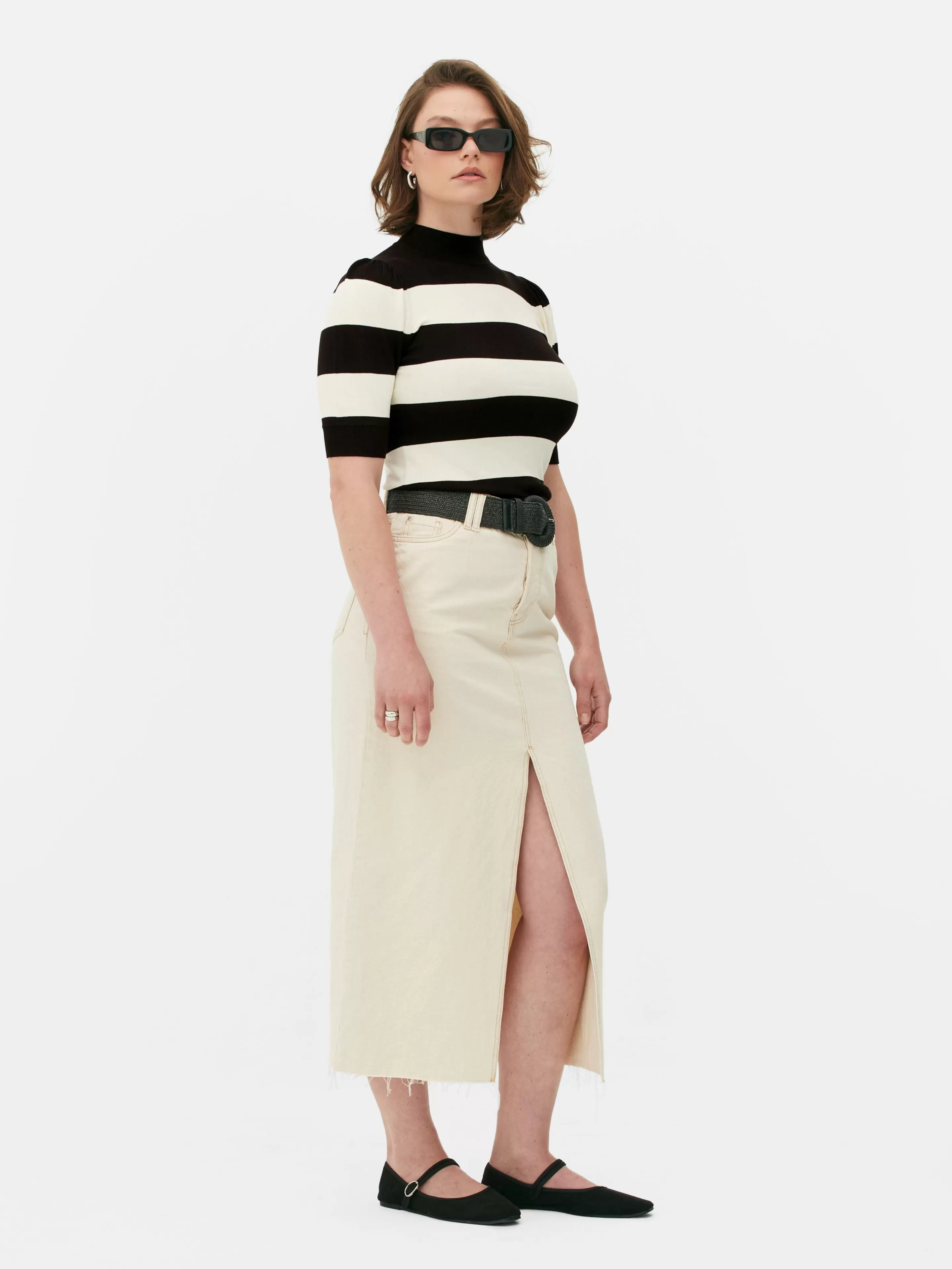 Haut Tricoté à Col Montant Et Manches Bouffantes-Primark Clearance