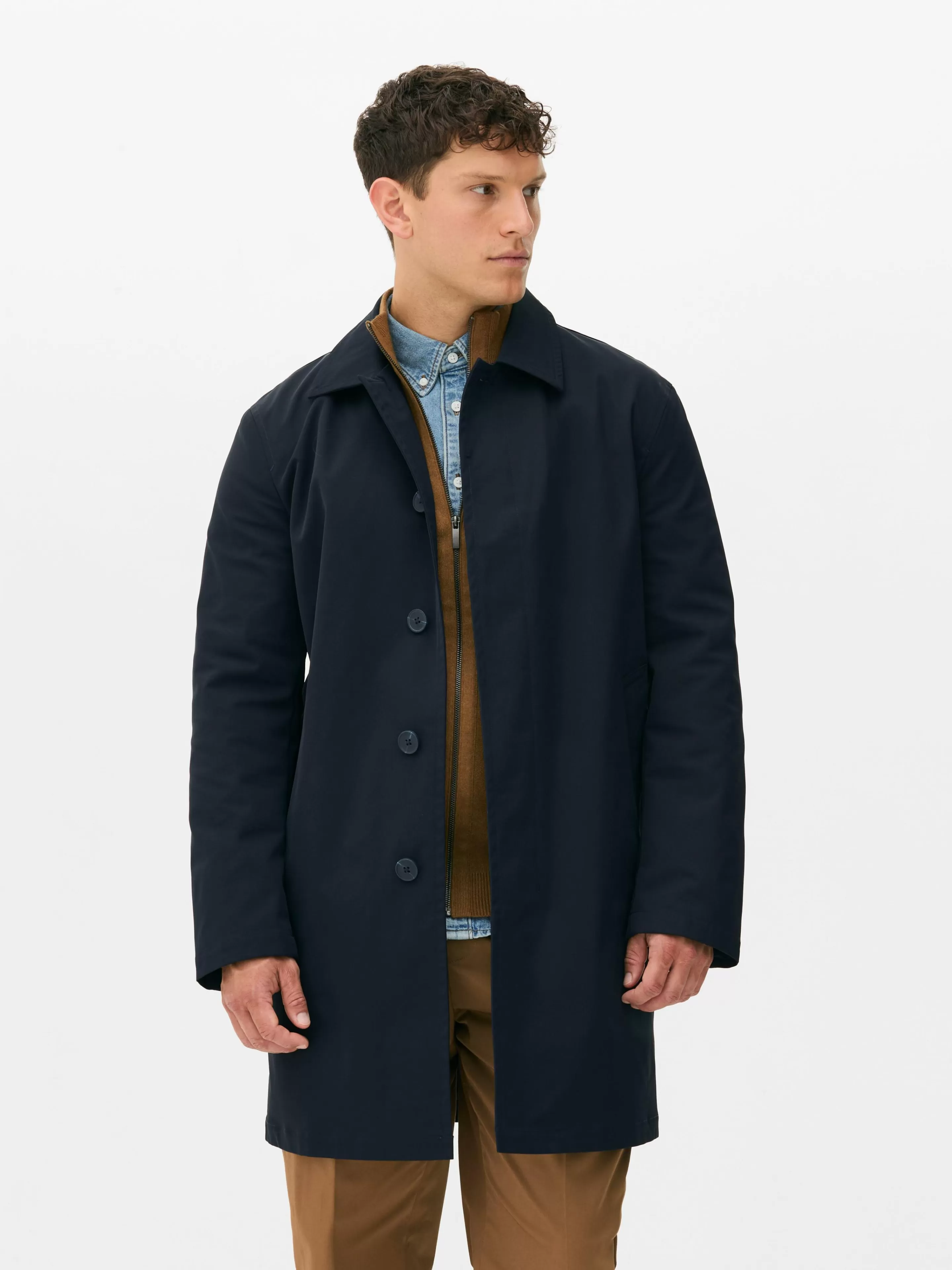 Imperméable Long à Boutonnage Simple-Primark Store