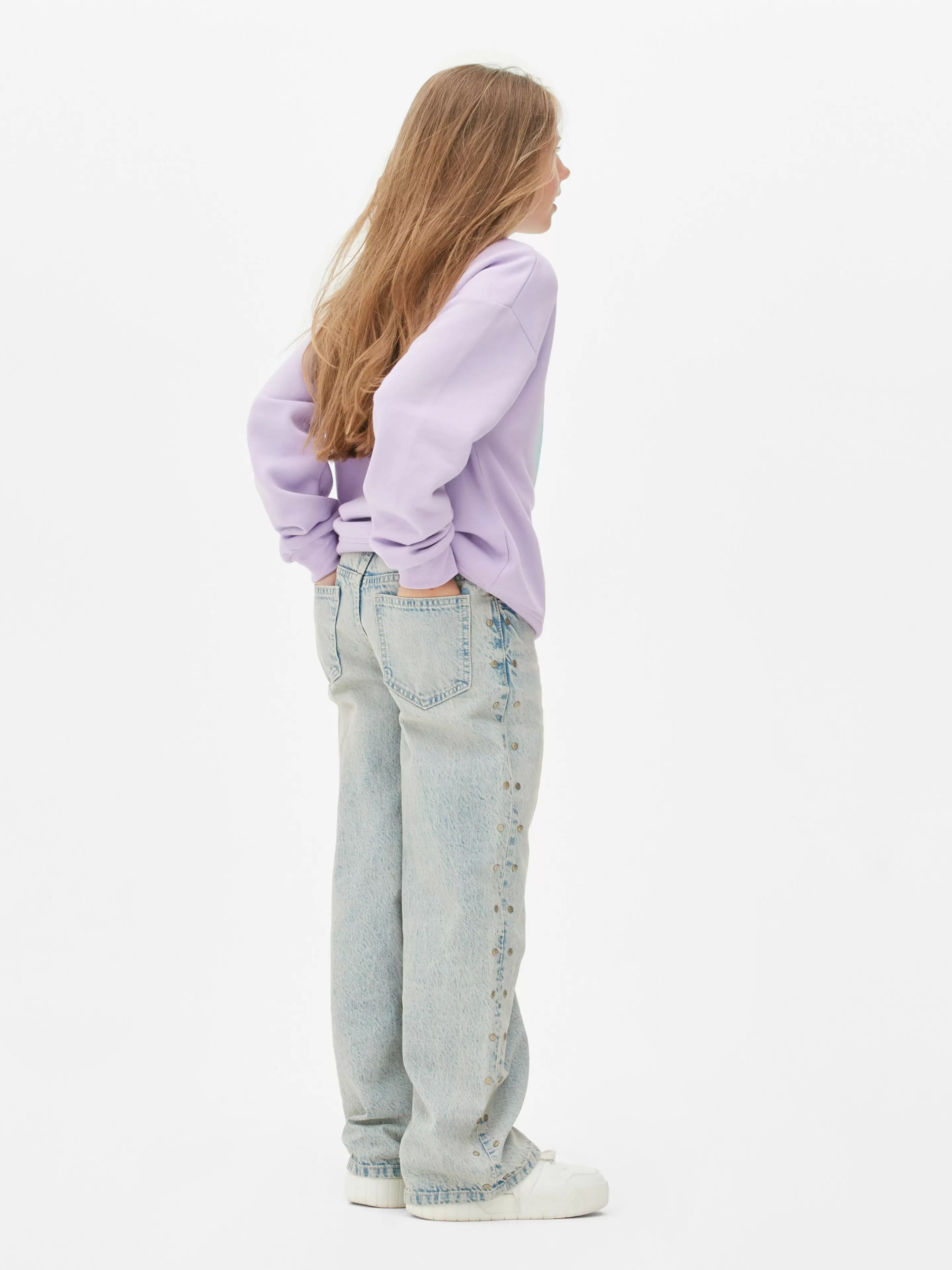 Jean Denim à Effet Vieilli Et Clous-Primark New