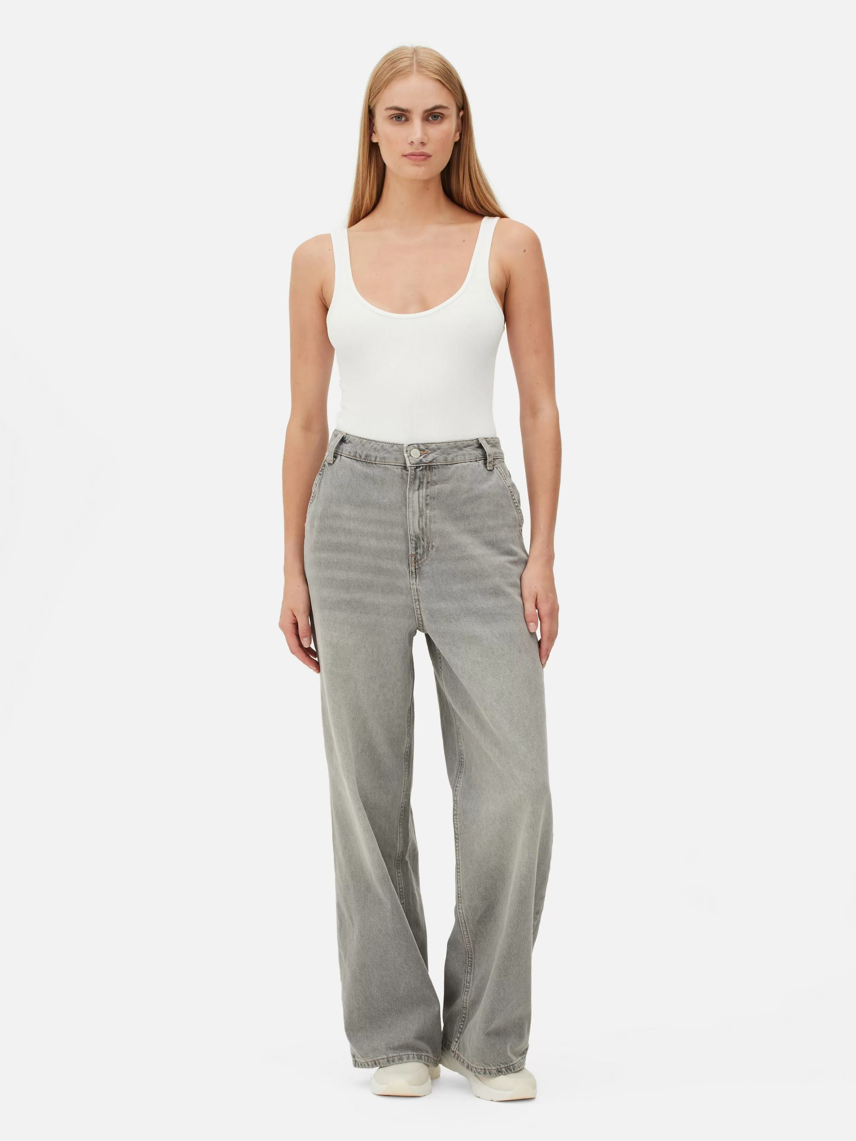 Jean Denim Ample à Effet Vieilli-Primark New