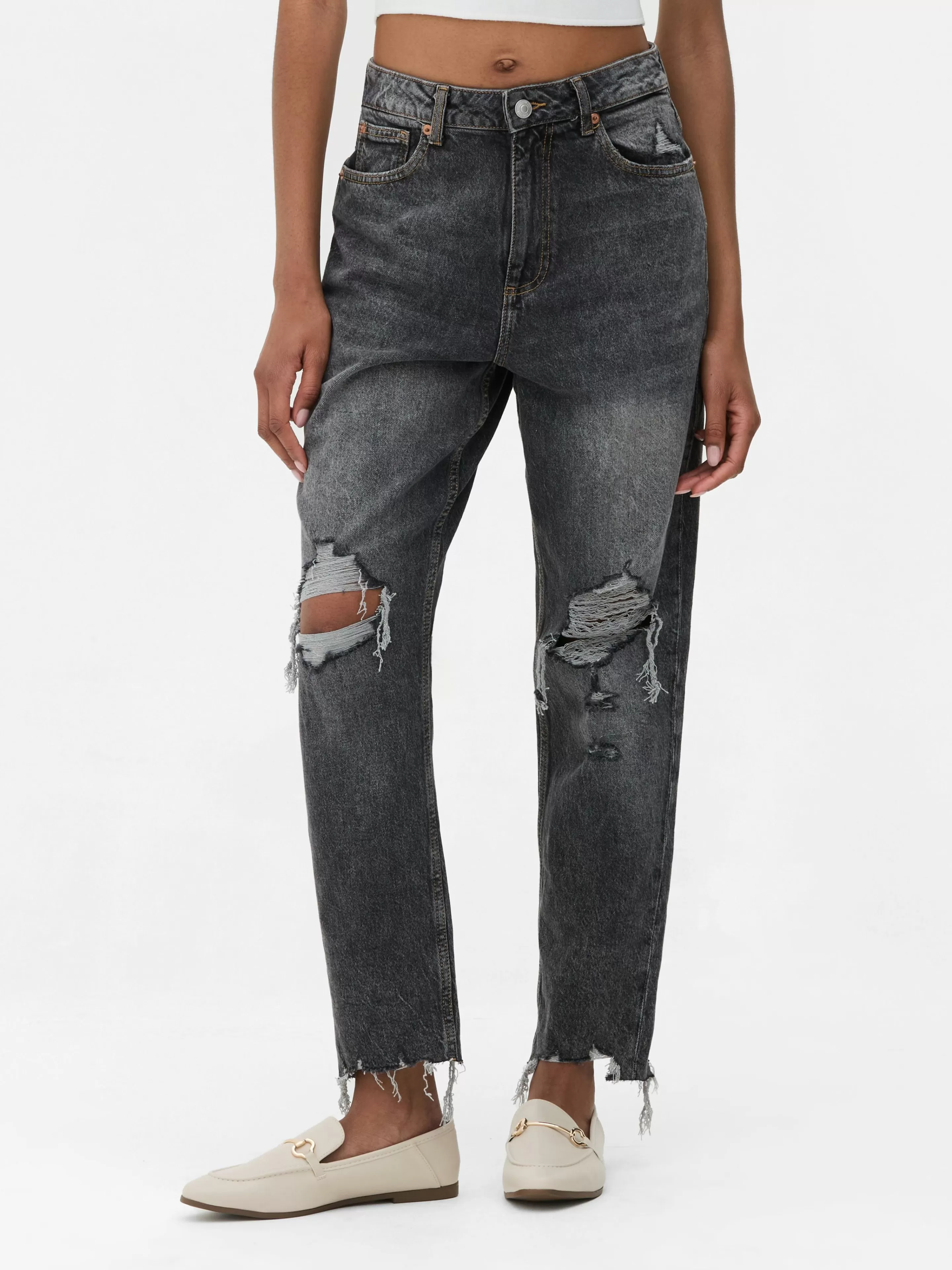 Jean Mom En Denim Déchiré-Primark Outlet