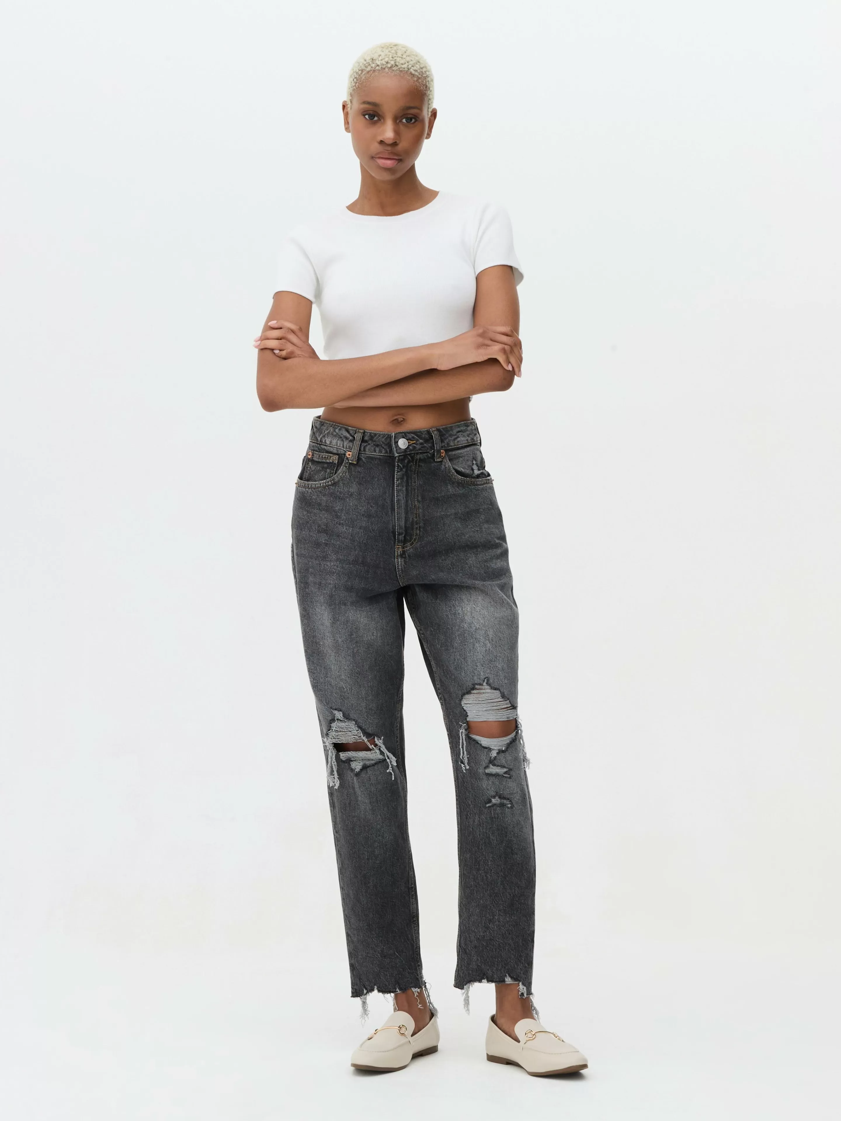 Jean Mom En Denim Déchiré-Primark Outlet