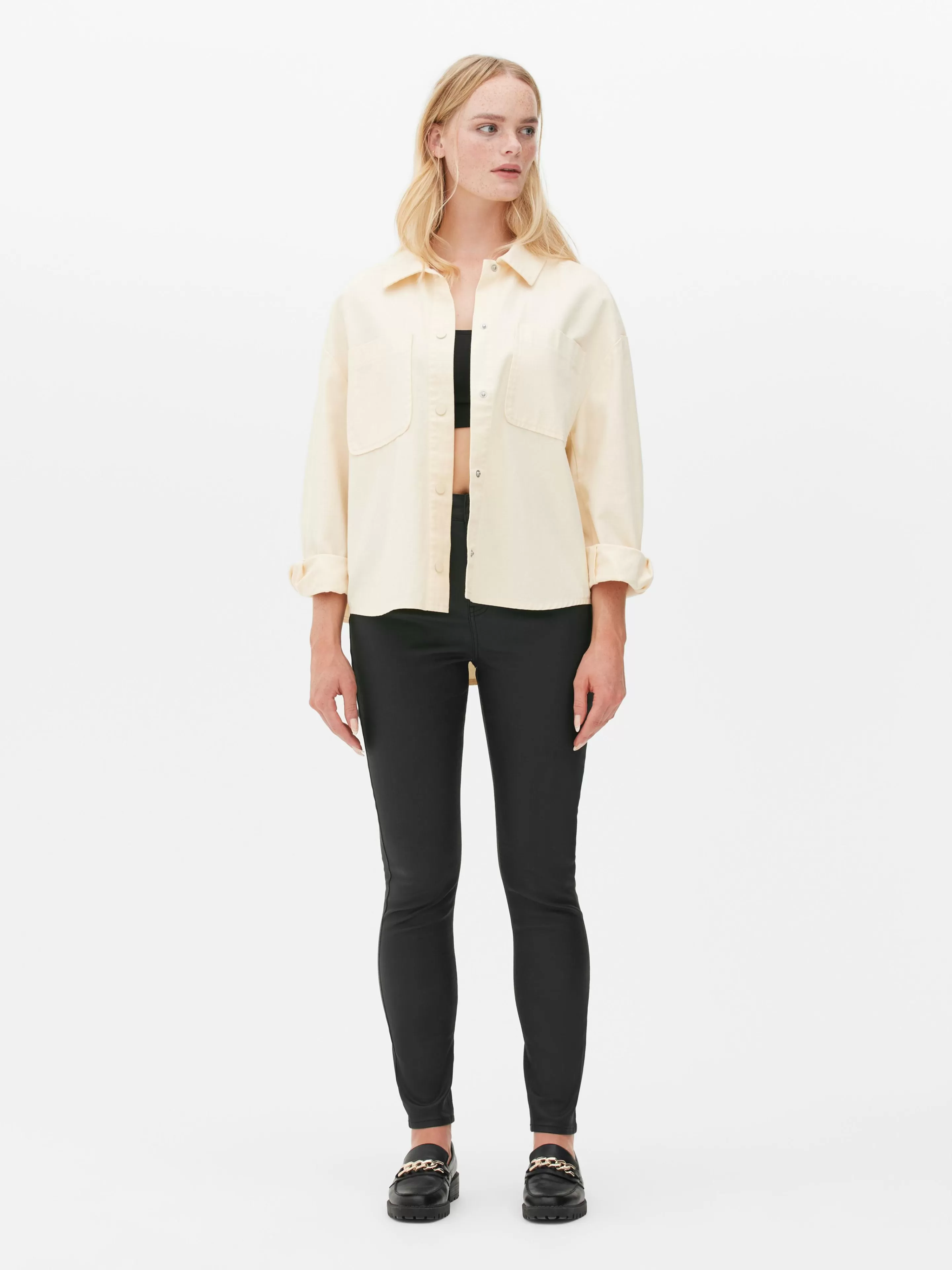 Jean Skinny Enduit à Taille Haute-Primark Flash Sale