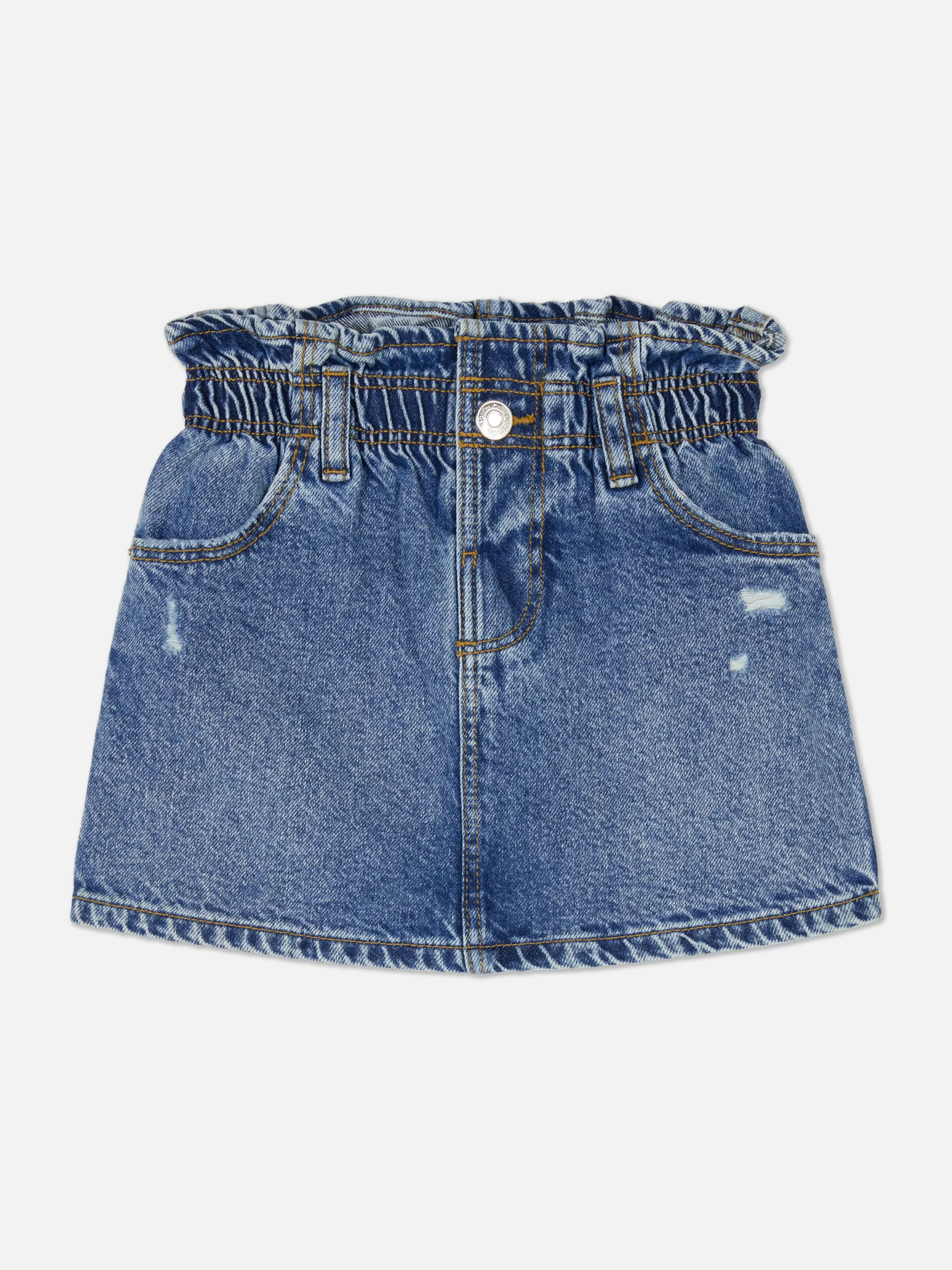 Jupe En Jean à Taille Froncée Effet Vieilli-Primark Shop