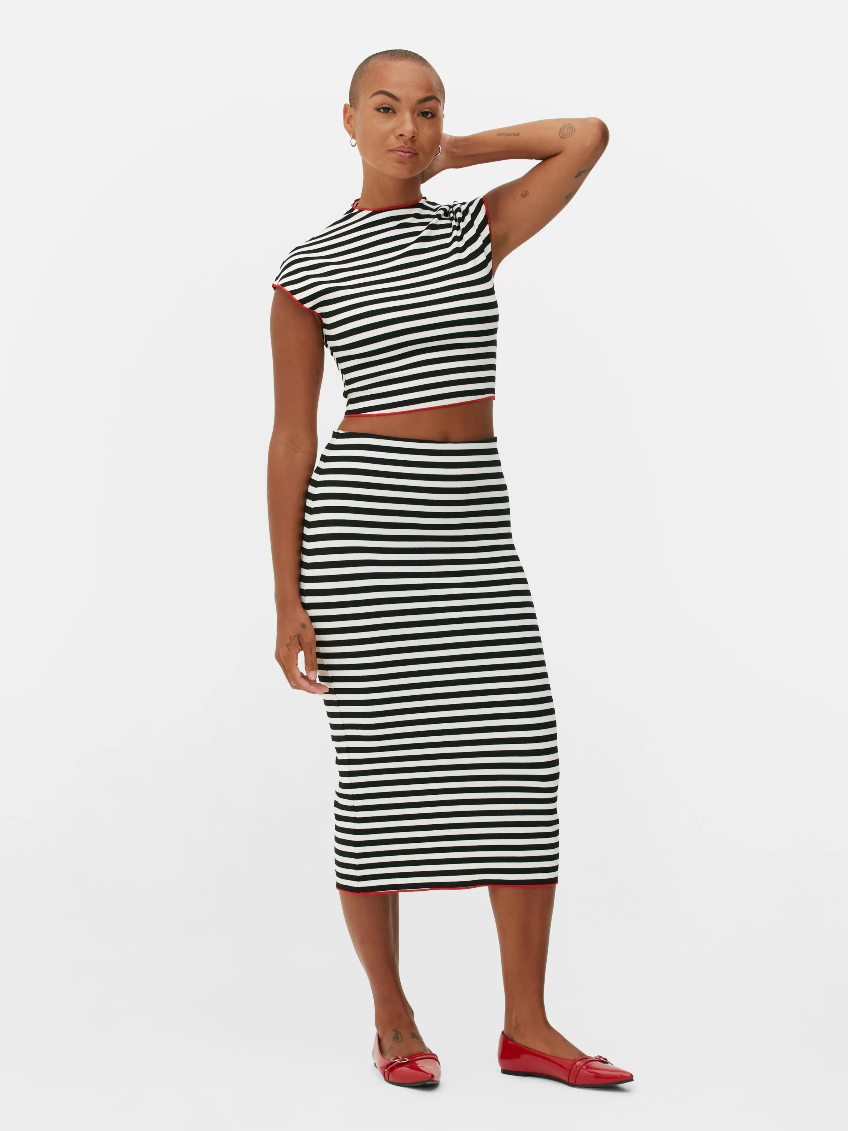 Jupe Mi-longue à Rayures Beetlejuice X Colleen Atwood à Coordonner-Primark Discount
