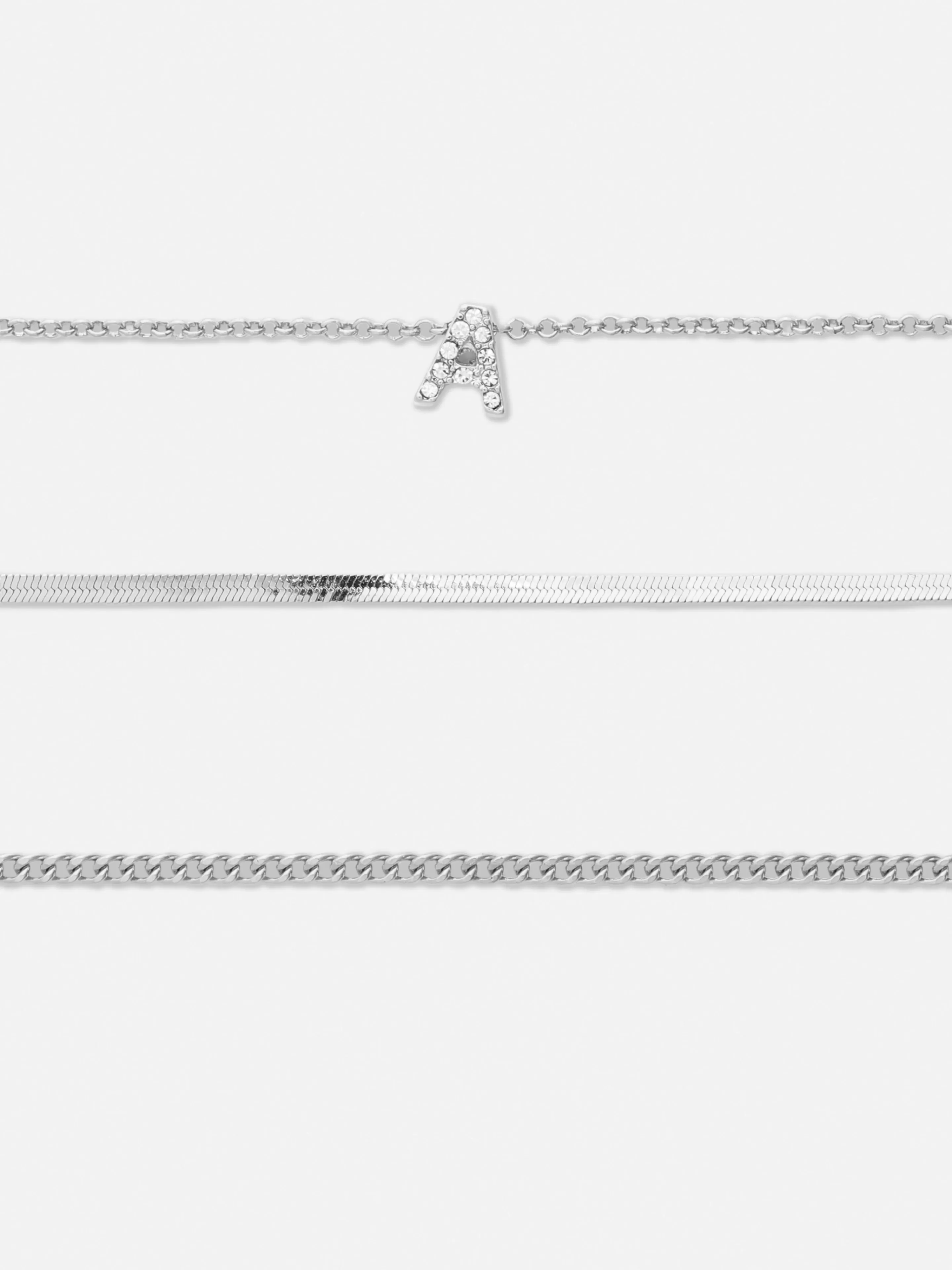 Lot De 3 Bracelets à Initiale Et Strass-Primark Best