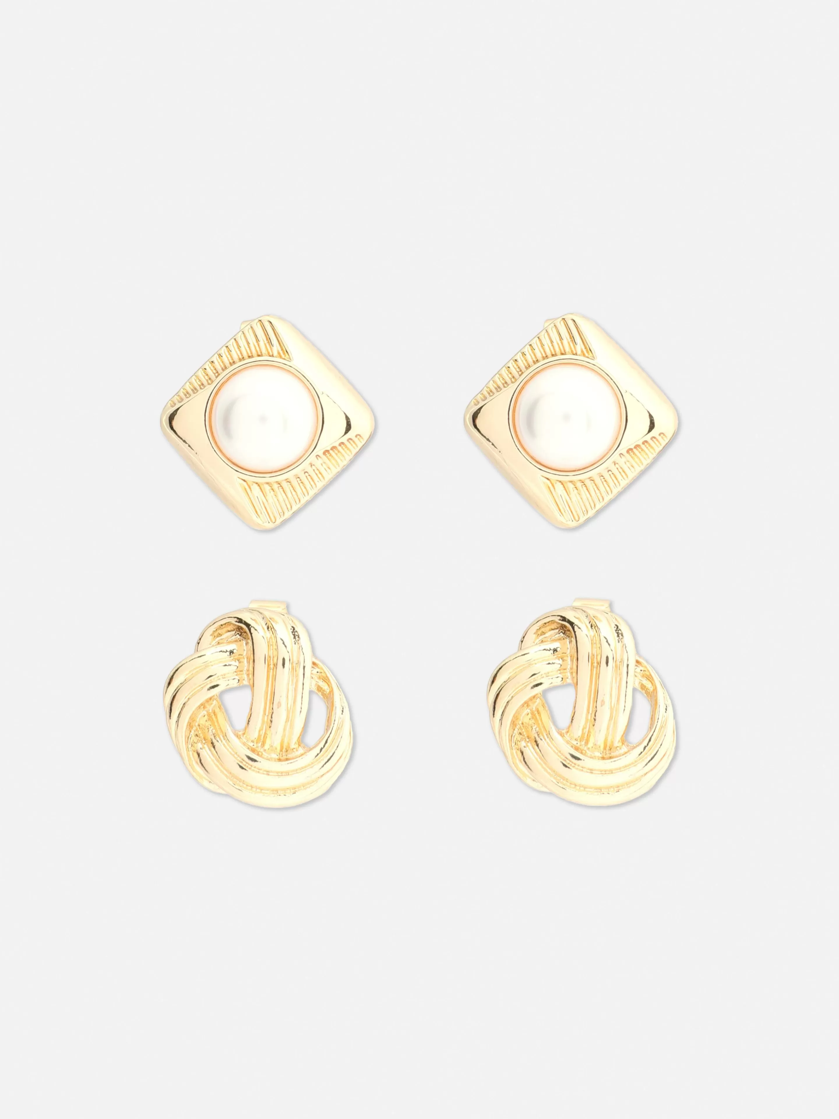 Lot De 2 Clous D'oreilles Nœud Et Fausse Perle-Primark Discount