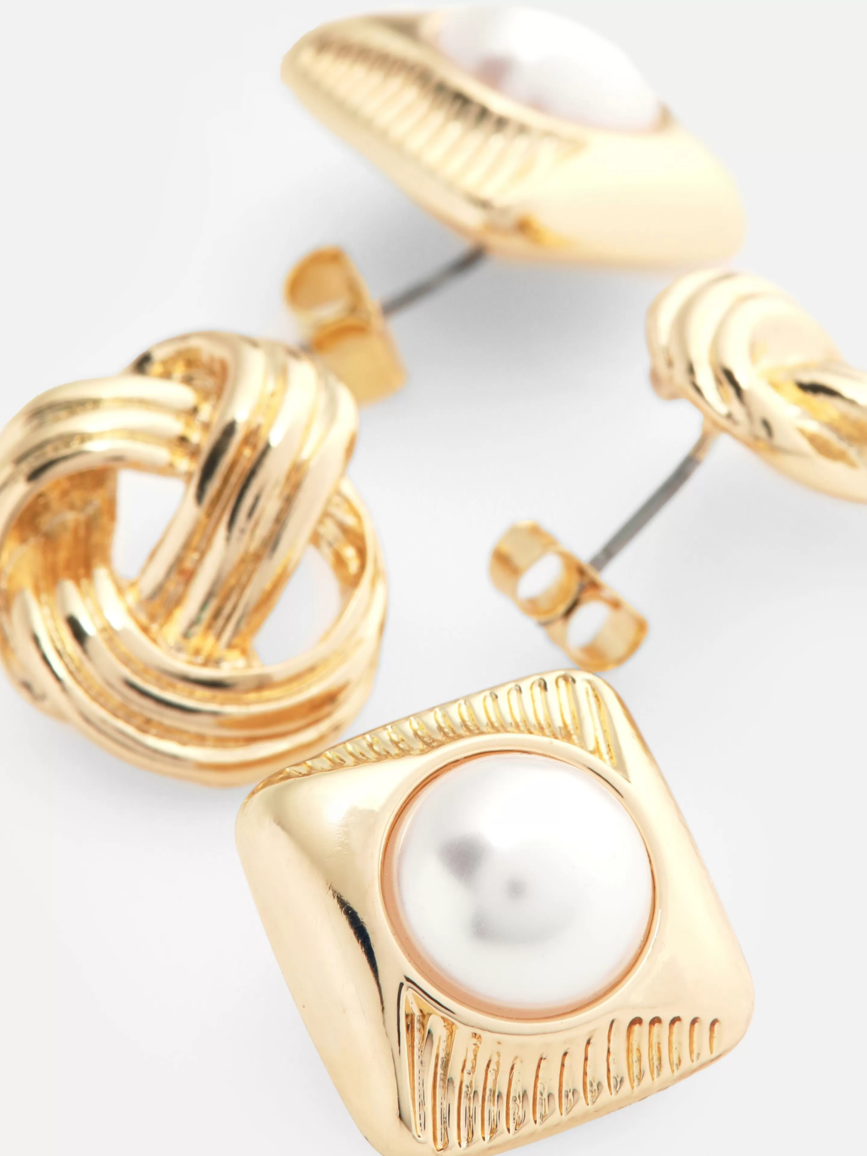 Lot De 2 Clous D'oreilles Nœud Et Fausse Perle-Primark Discount