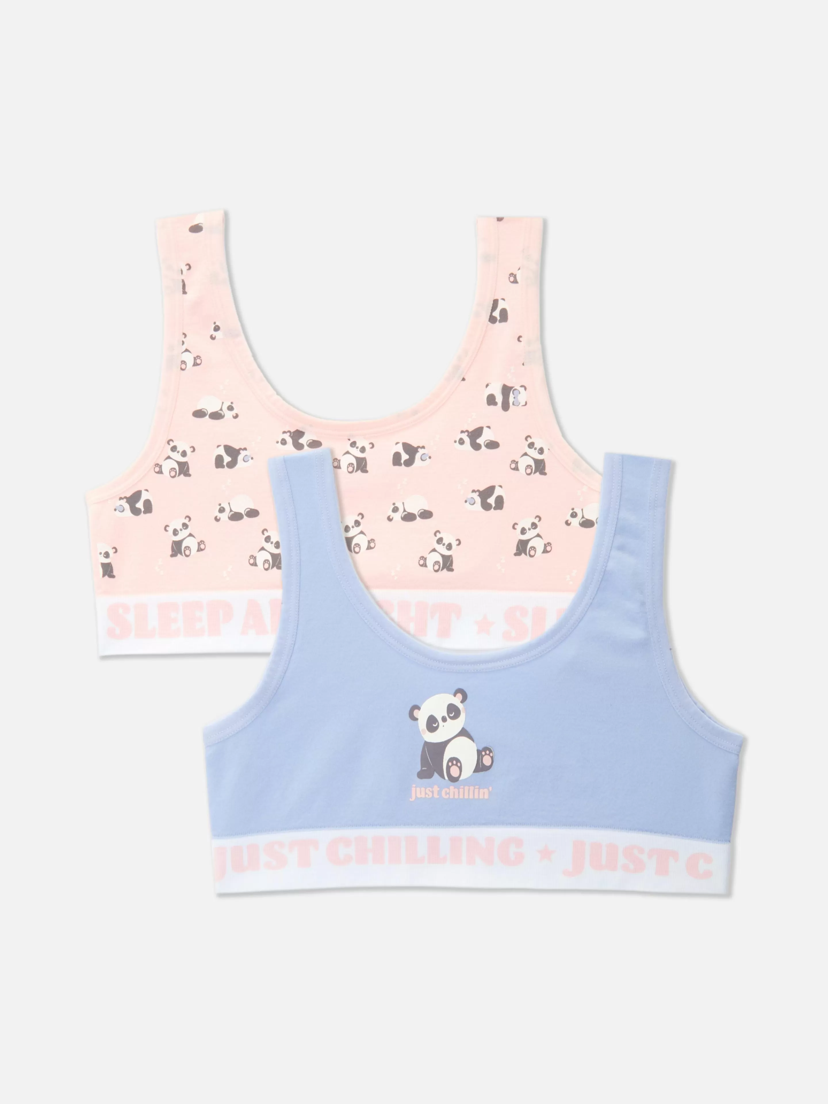 Lot De 2 Débardeurs Courts à Message Et à Motif Panda-Primark Store