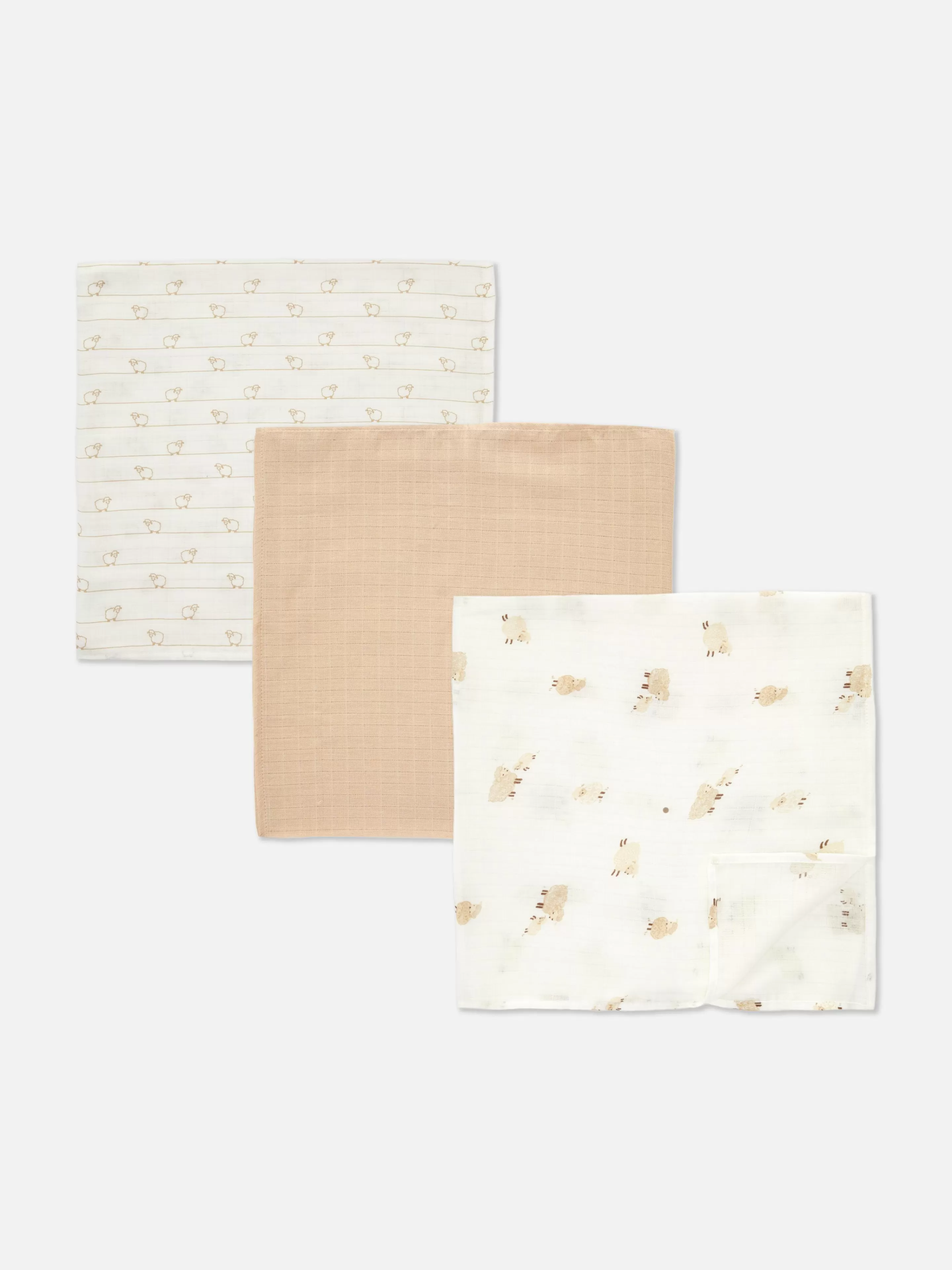 Lot De 3 Lingettes En Mousseline à Motifs Mouton-Primark Outlet