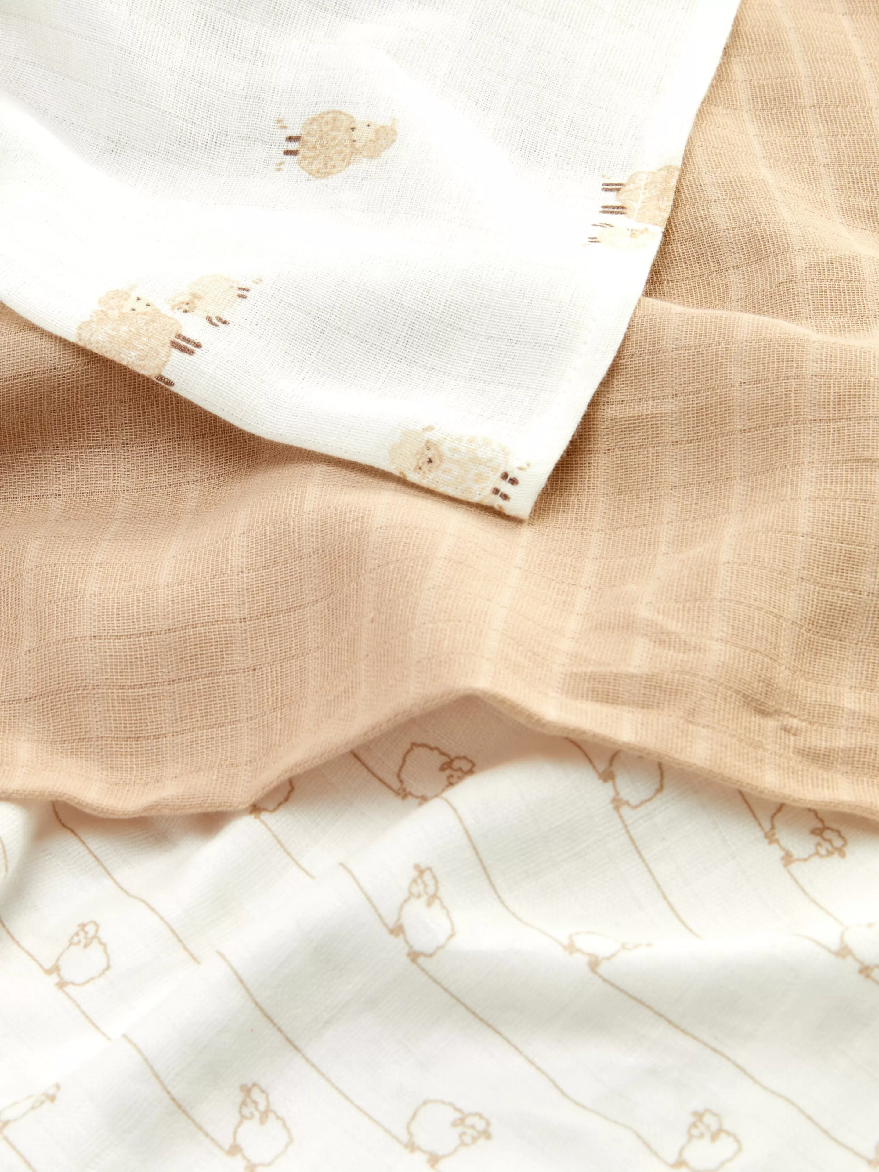 Lot De 3 Lingettes En Mousseline à Motifs Mouton-Primark Outlet