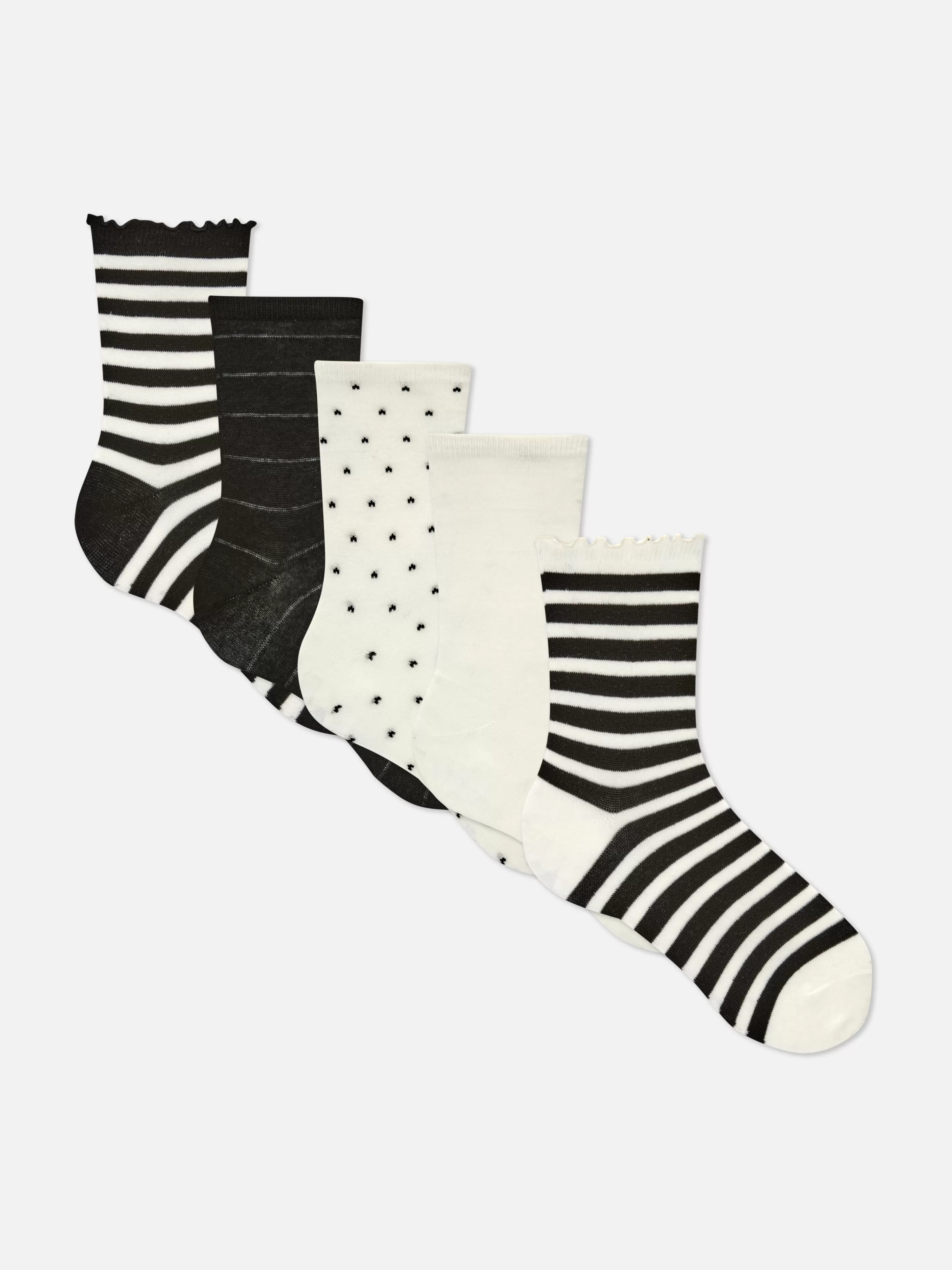 Lot De 5 Paires De Chaussettes Monochromatiques Rayées-Primark Outlet