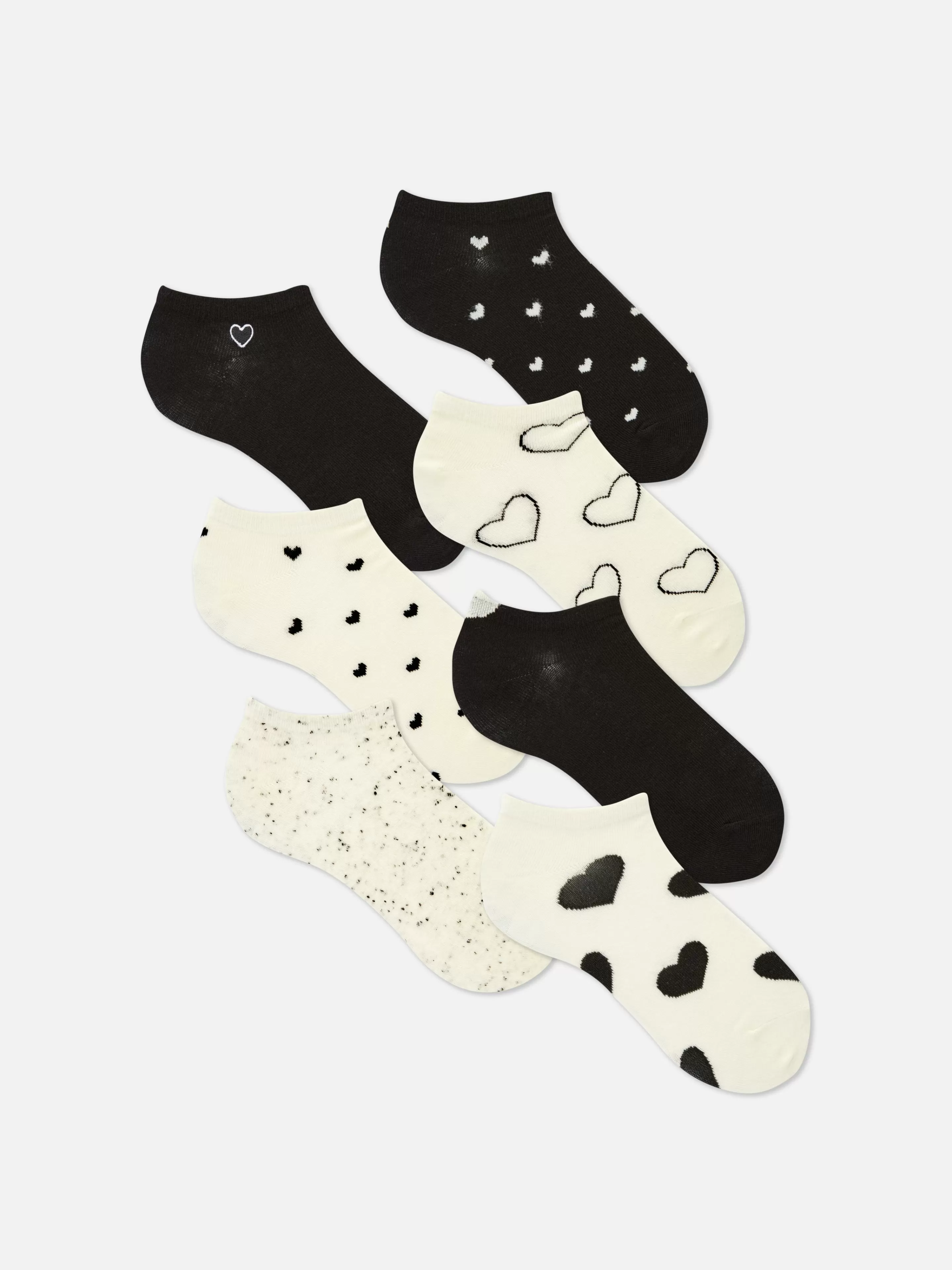 Lot De 7 Paires De Socquettes Monochromes à Cœurs-Primark Discount