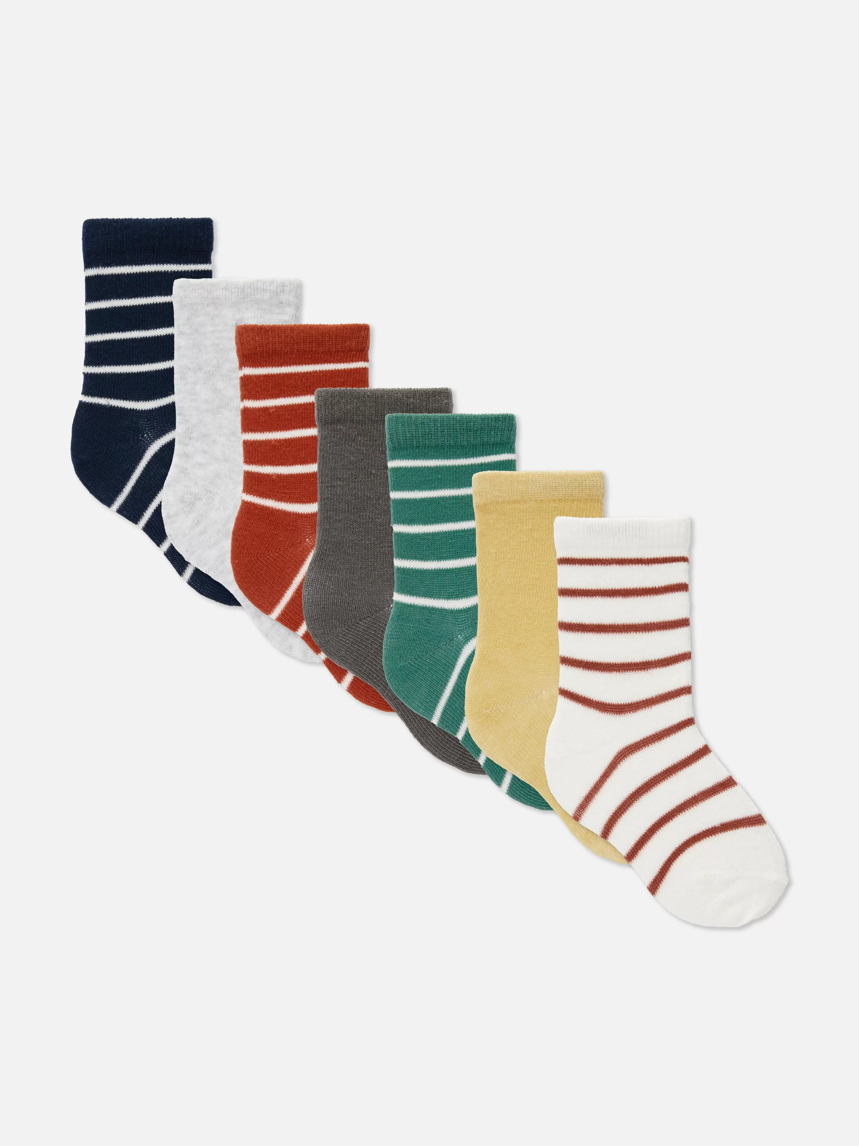 Lot De 7 Paires De Socquettes Rayées-Primark New