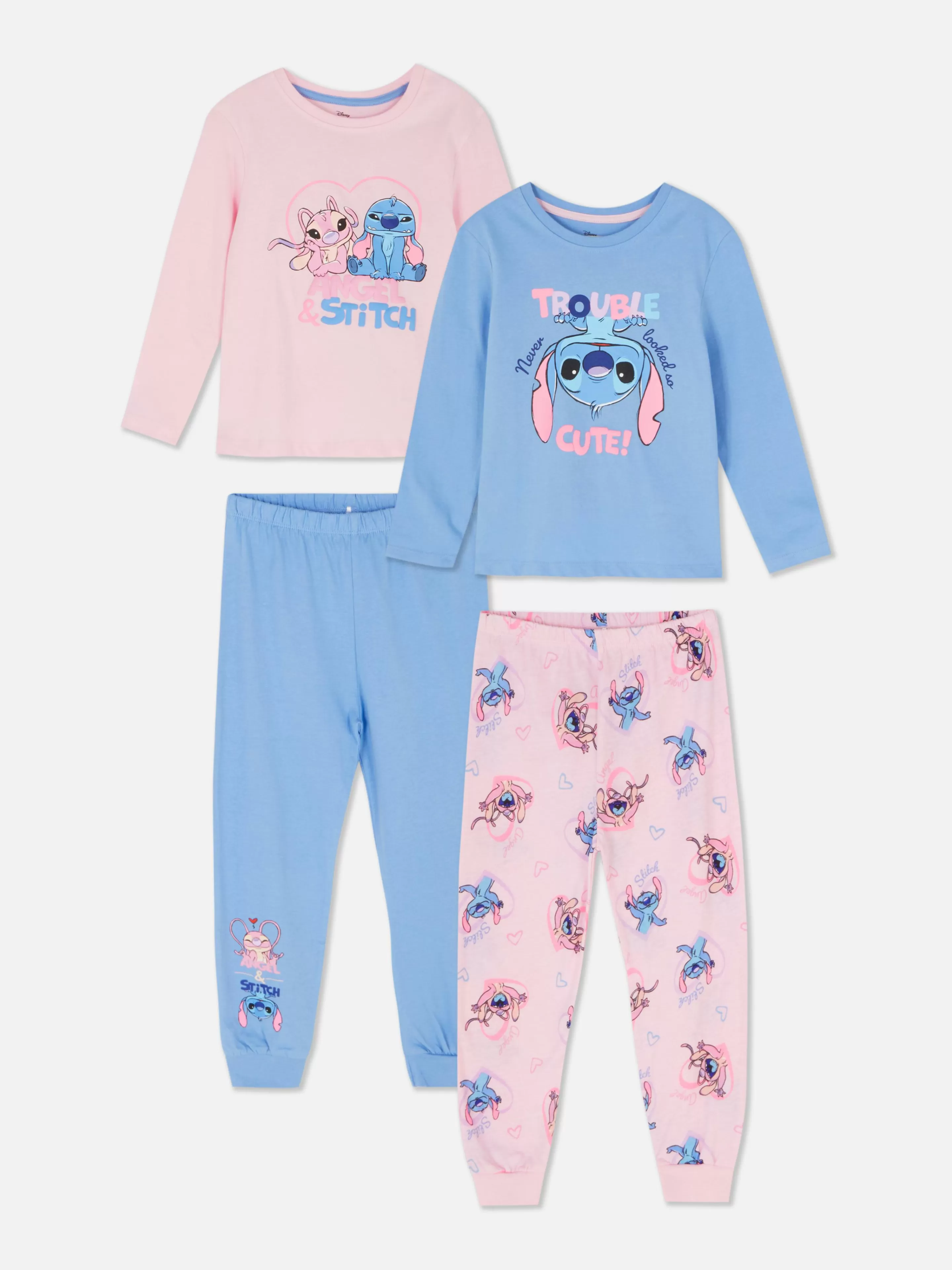 Lot De 2 Pyjamas Longs Disney Stitch & Angel-Primark New