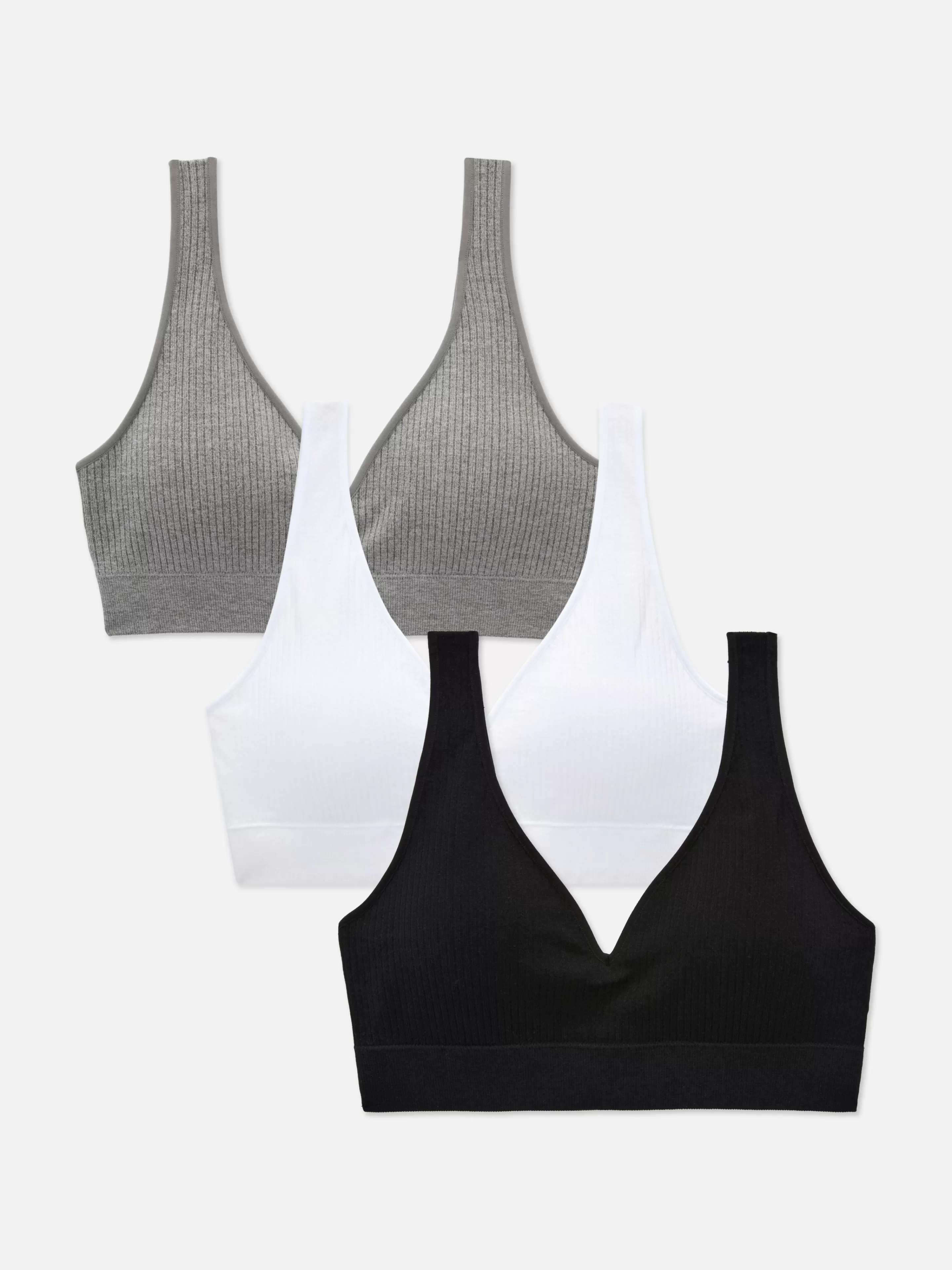 Lot De 3 Soutiens-gorge Côtelés à Col En V-Primark Shop