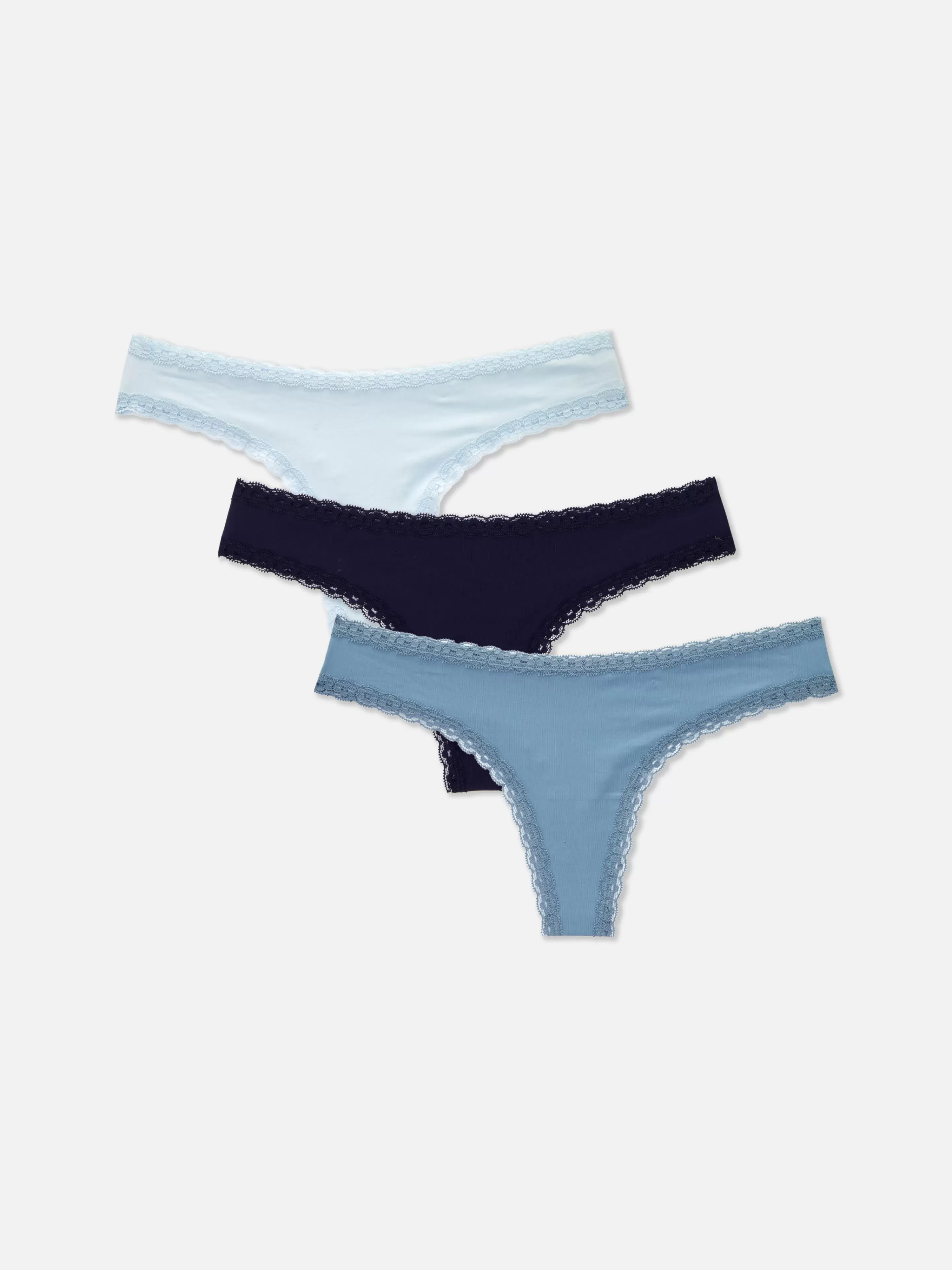 Lot De 3 Strings En Microfibre Et En Dentelle-Primark Fashion