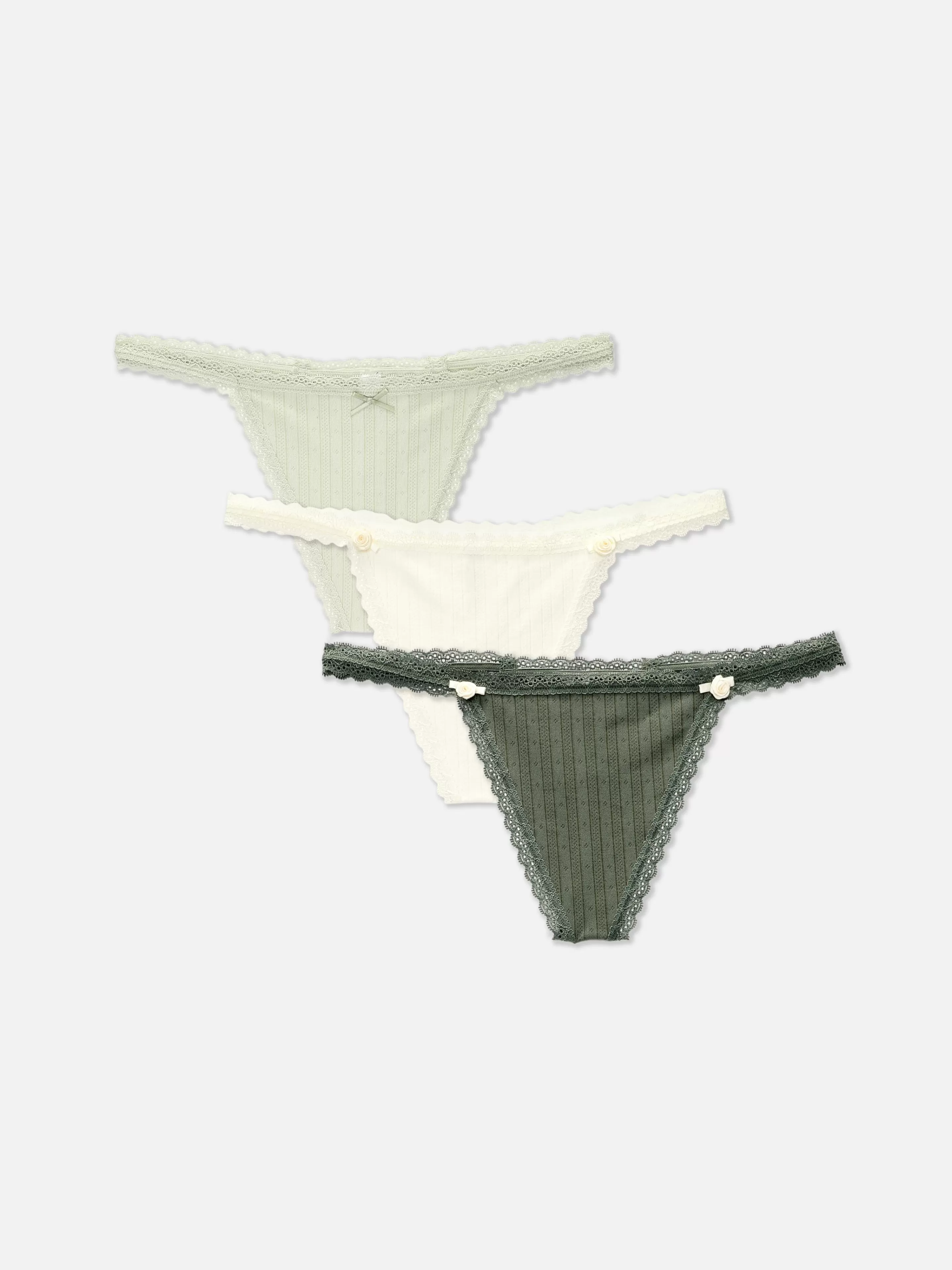 Lot De 3 Strings En Pointelle-Primark Outlet