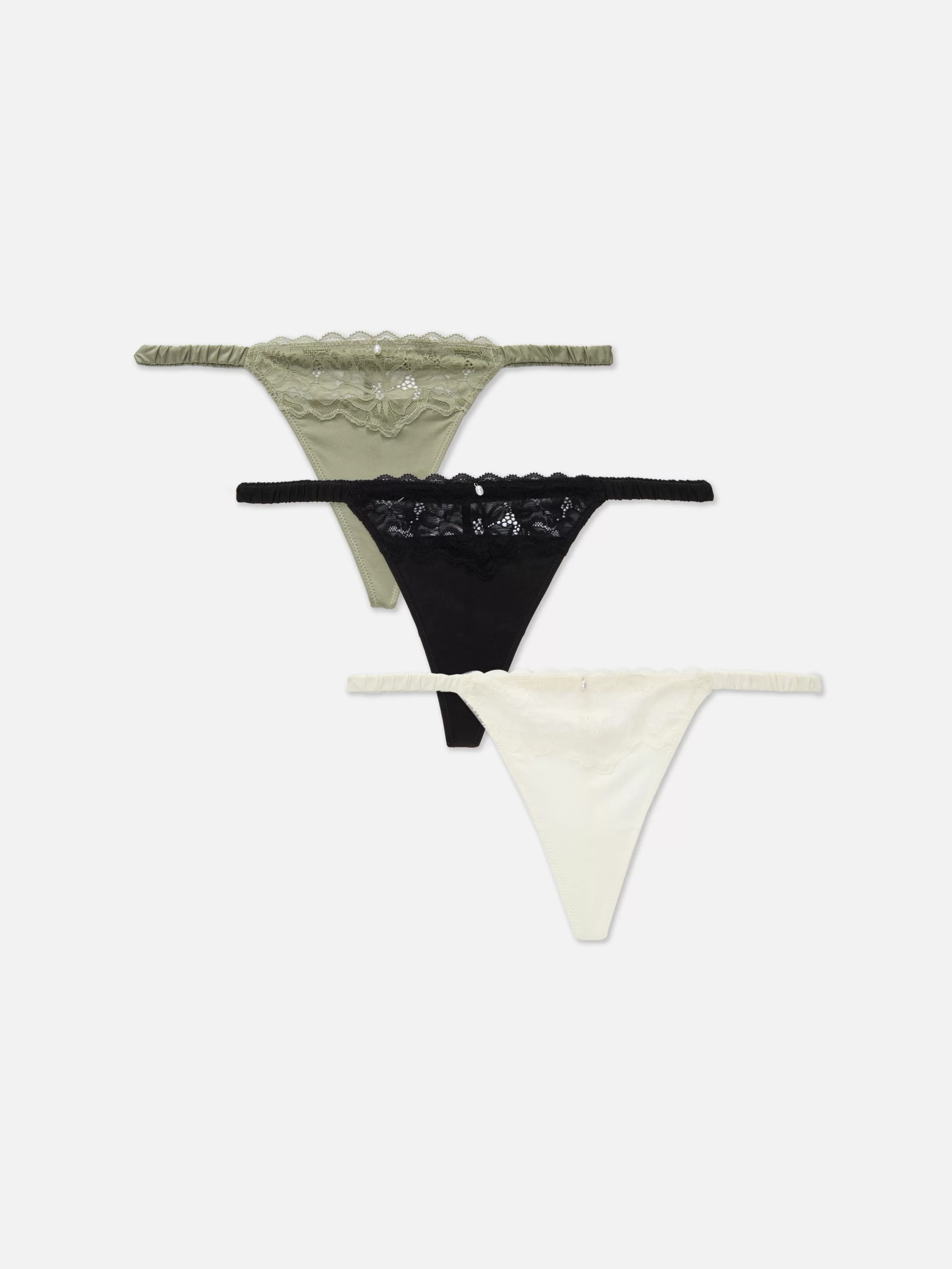Lot De 3 Strings Froncés à Finitions En Dentelle-Primark Outlet