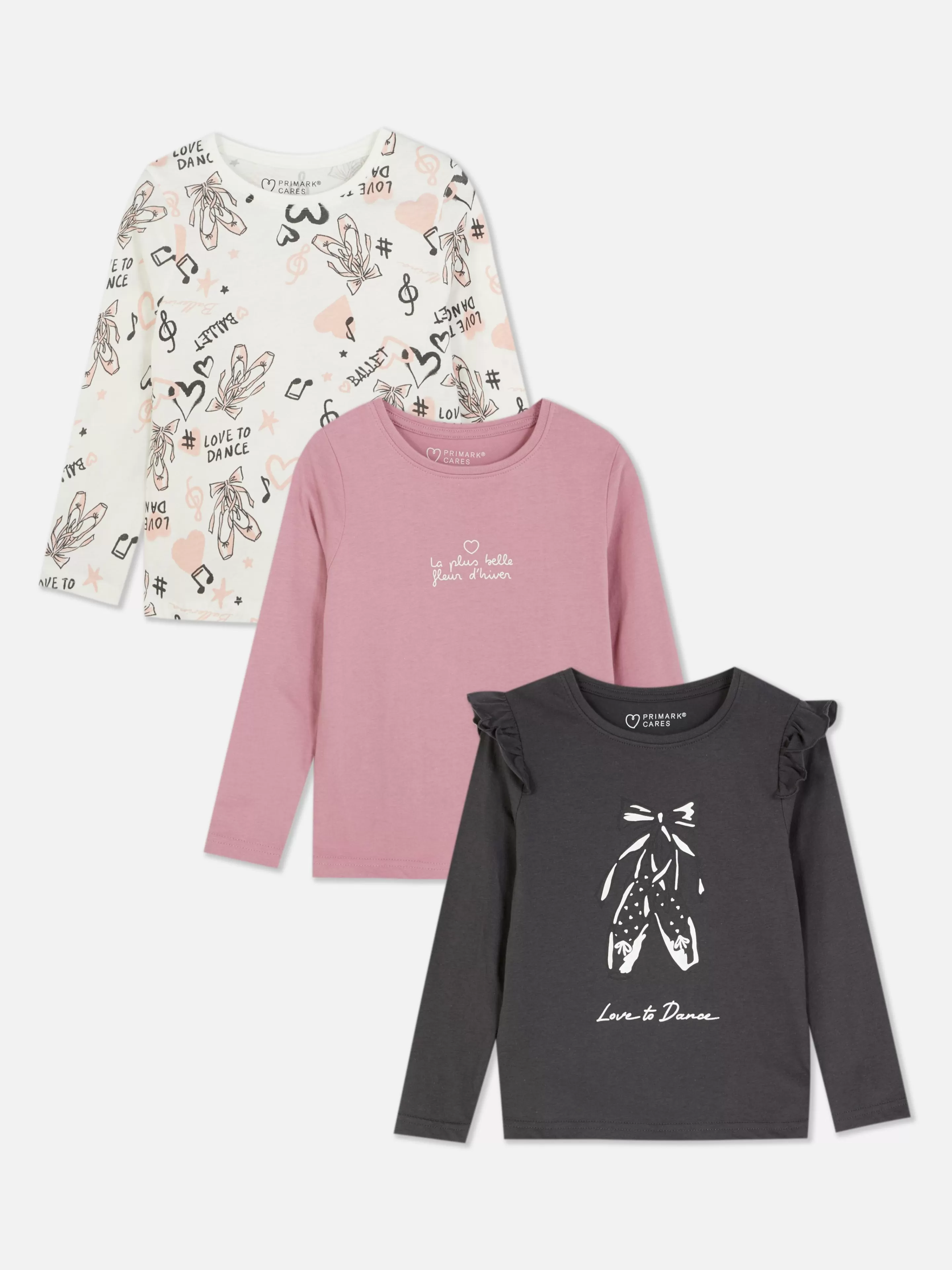 Lot De 3 T-shirts à Manches Longues Et à Motif Ballet-Primark Shop